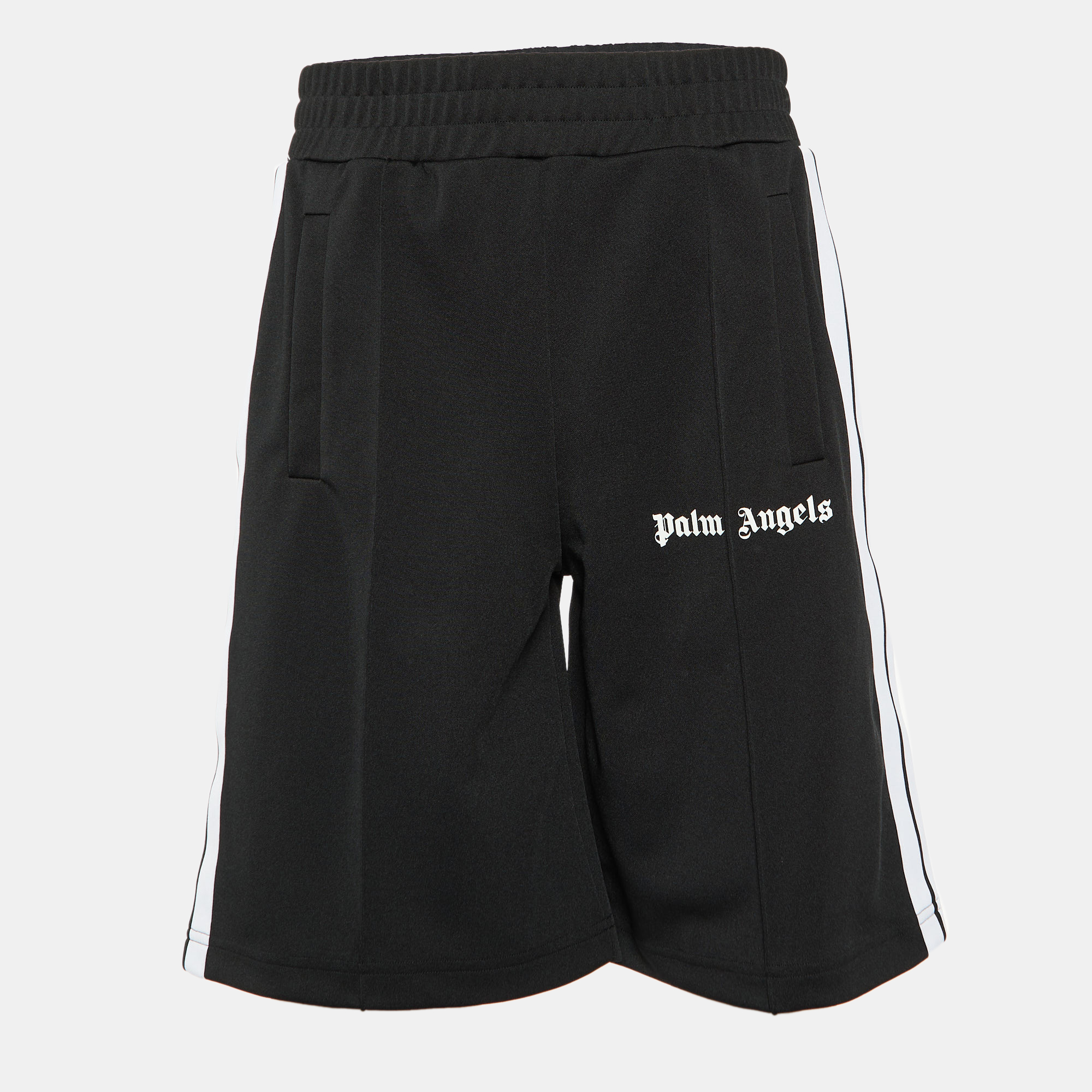 Black Knit Side Striped Bermuda Shorts