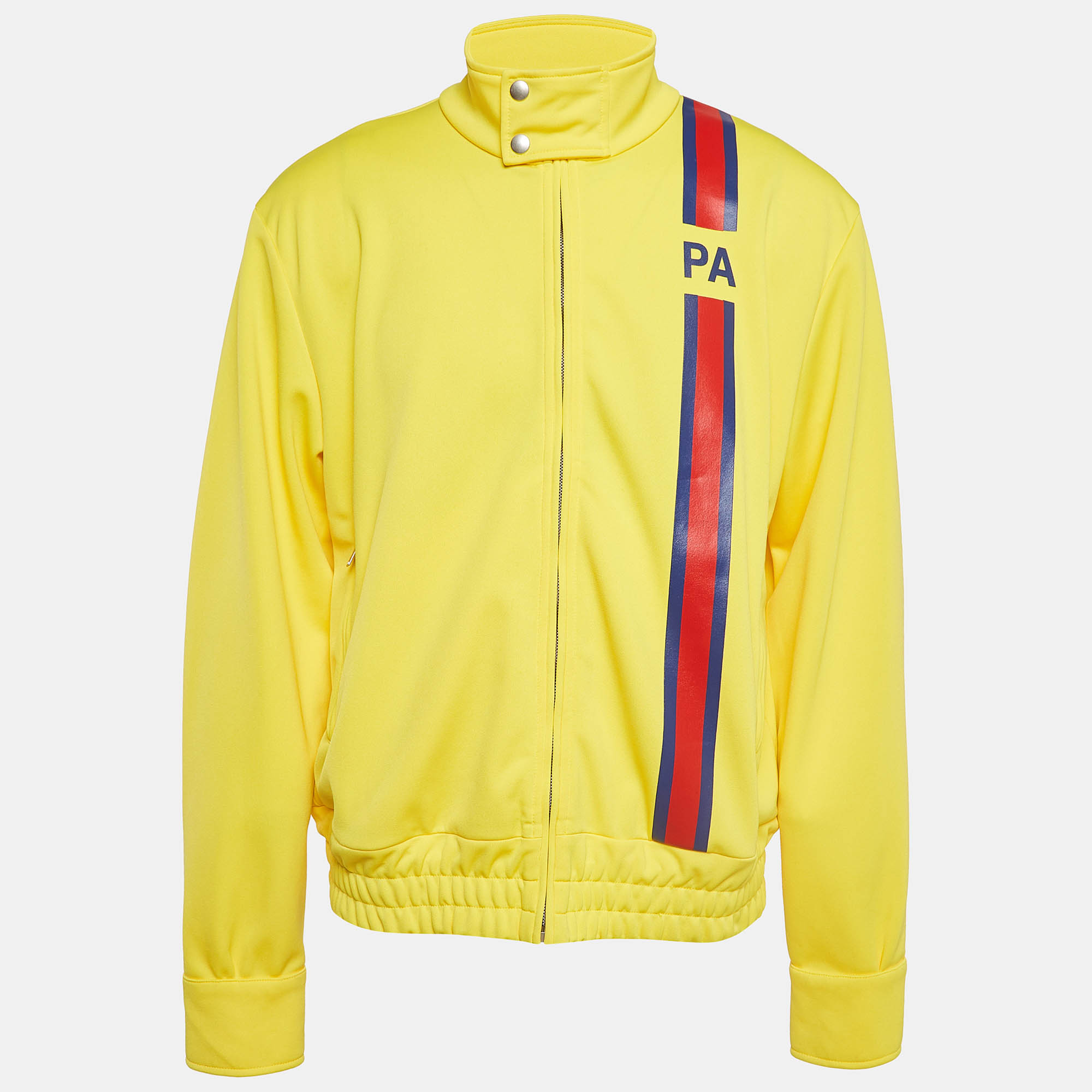 

Palm Angels Yellow Printed Jersey Zipped Front Jacket L