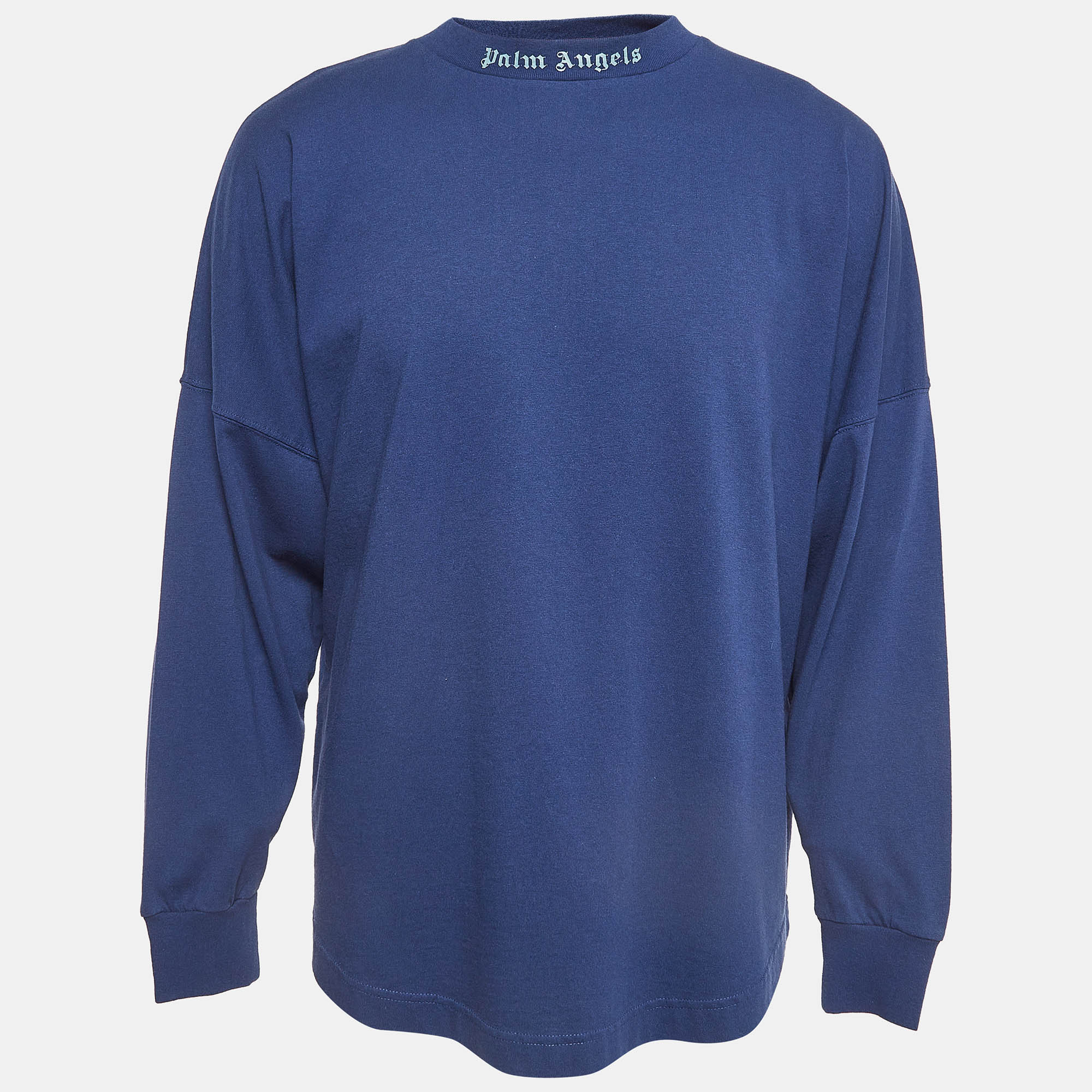 

Palm Angels Blue Printed Cotton Knit Crew Neck T-Shirt M