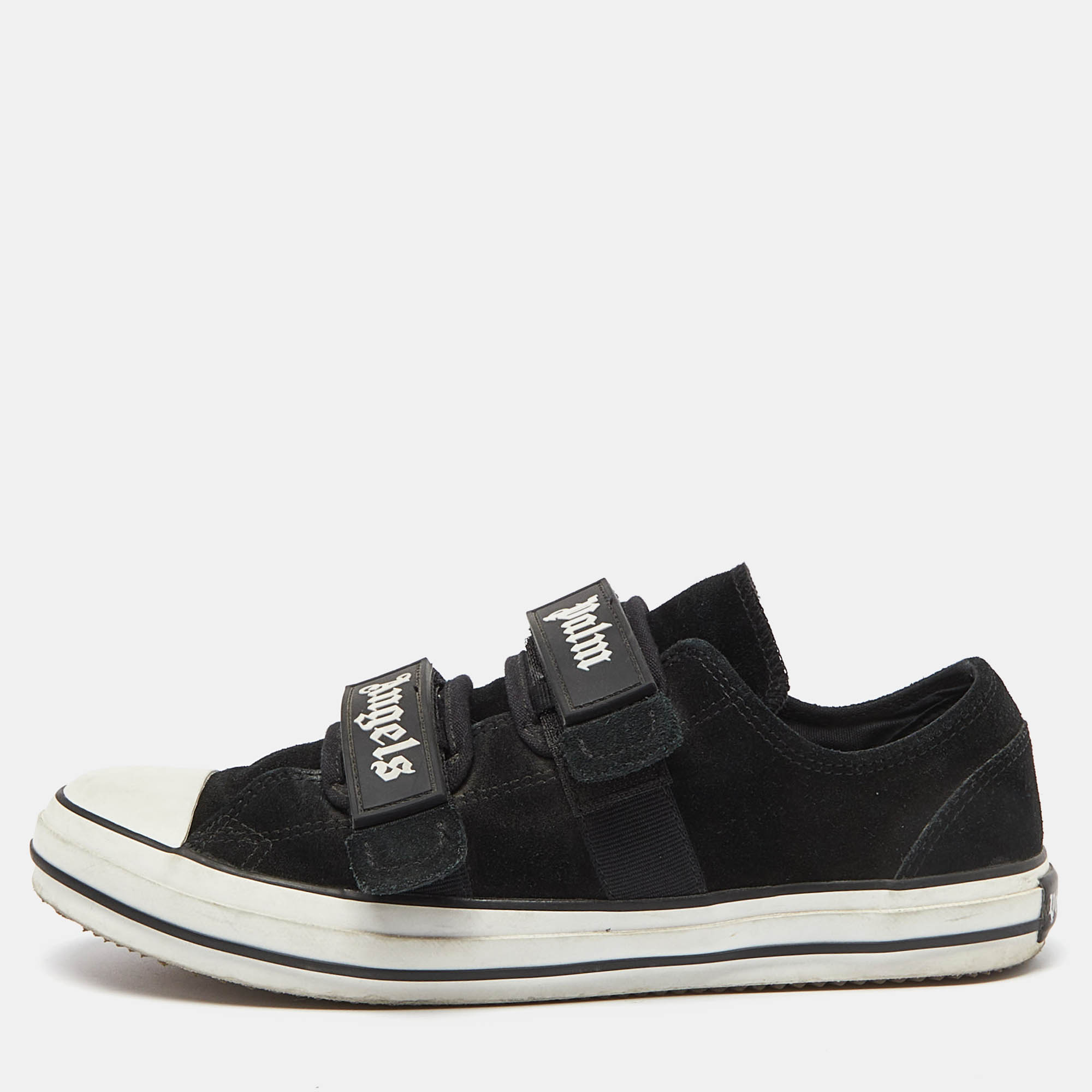 

Palm Angels Suede/White Suede Double Velcro Strap Low Top Sneakers Size, Black