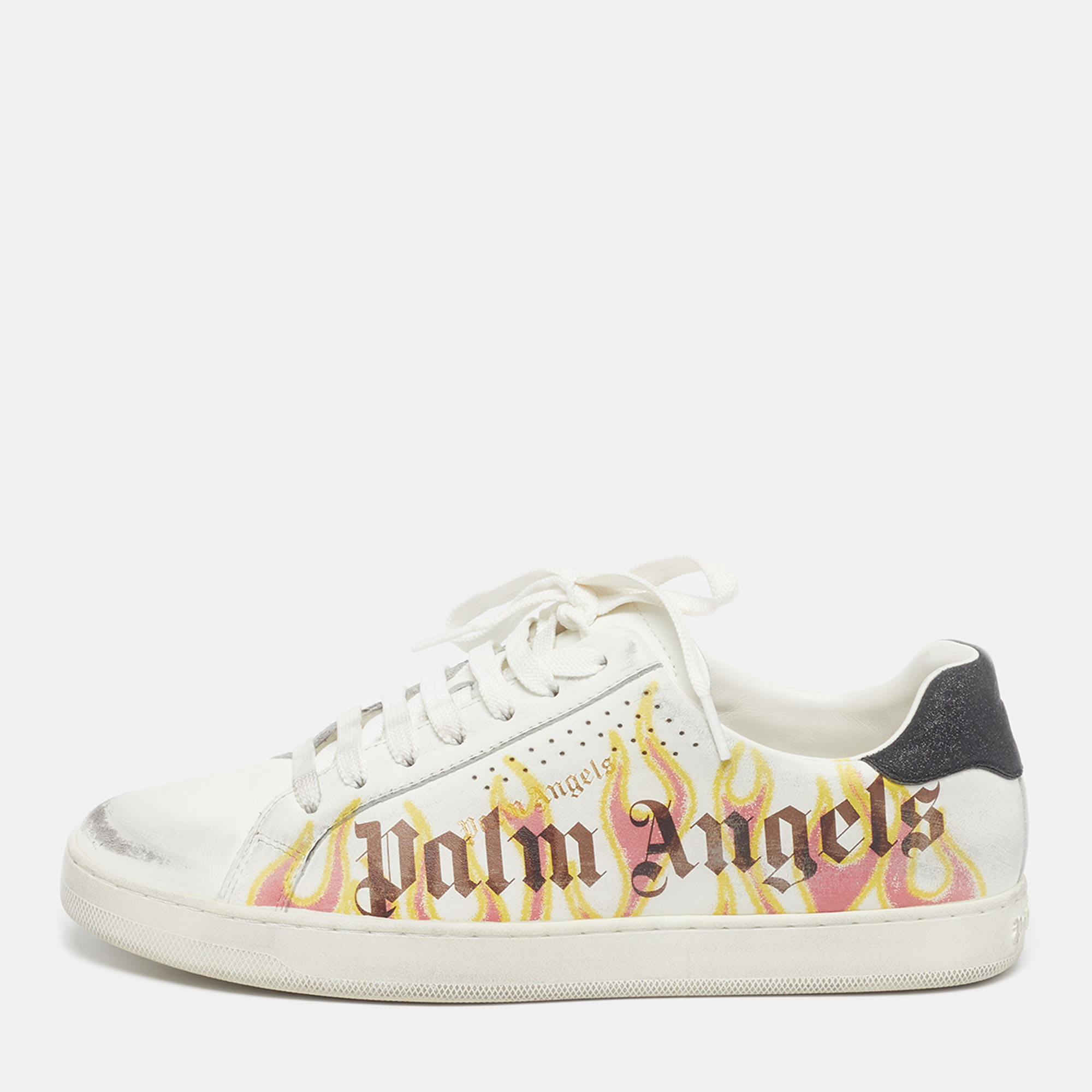 

Palm Angels Palm   White Sprayprint Leather Low Top Sneakers