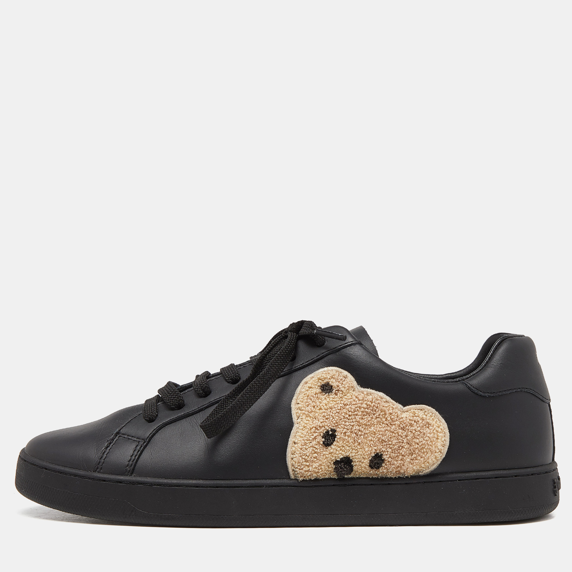 Black Leather Teddy Low Top Sneakers