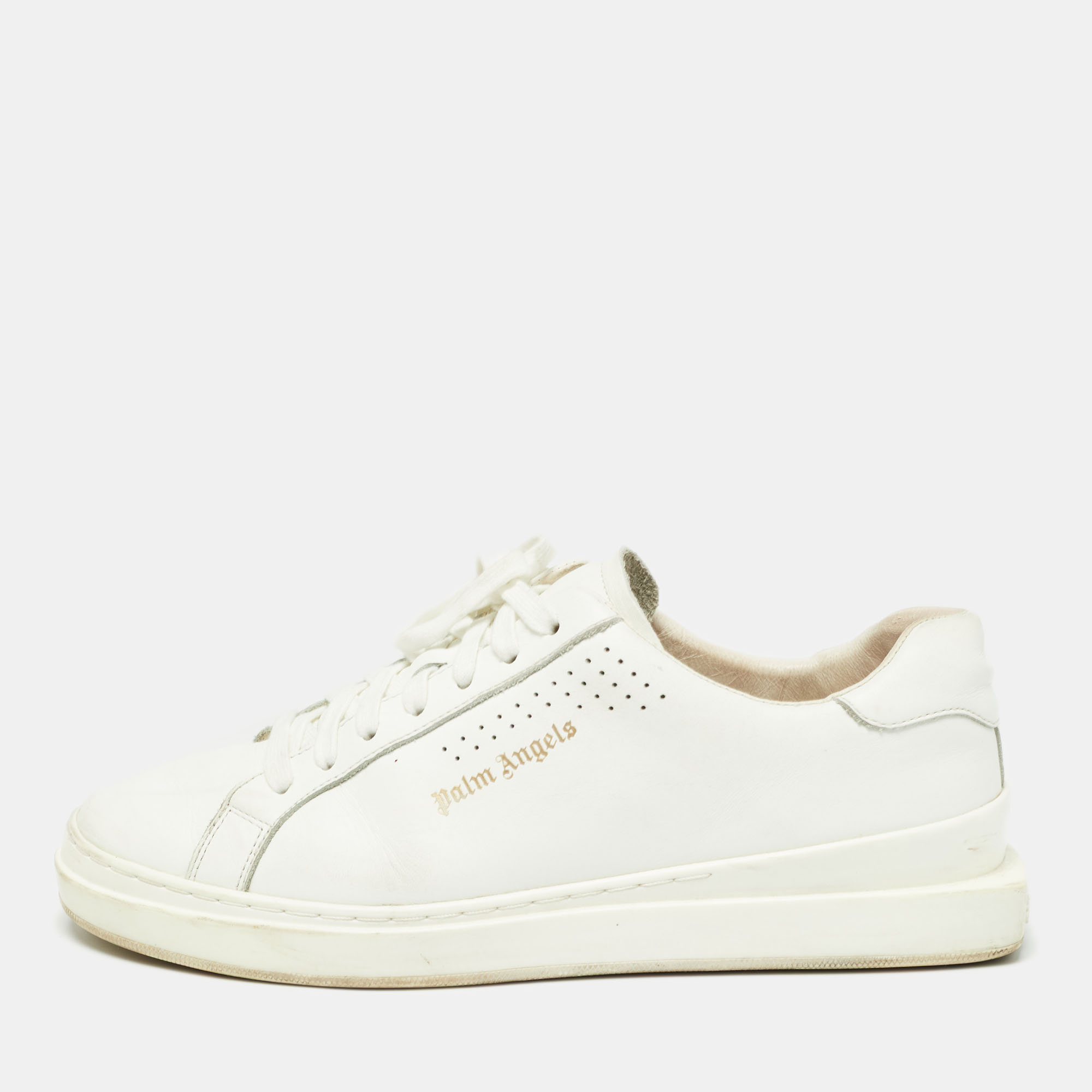 

Palm Angels White Leather Two Low Top Sneakers Size