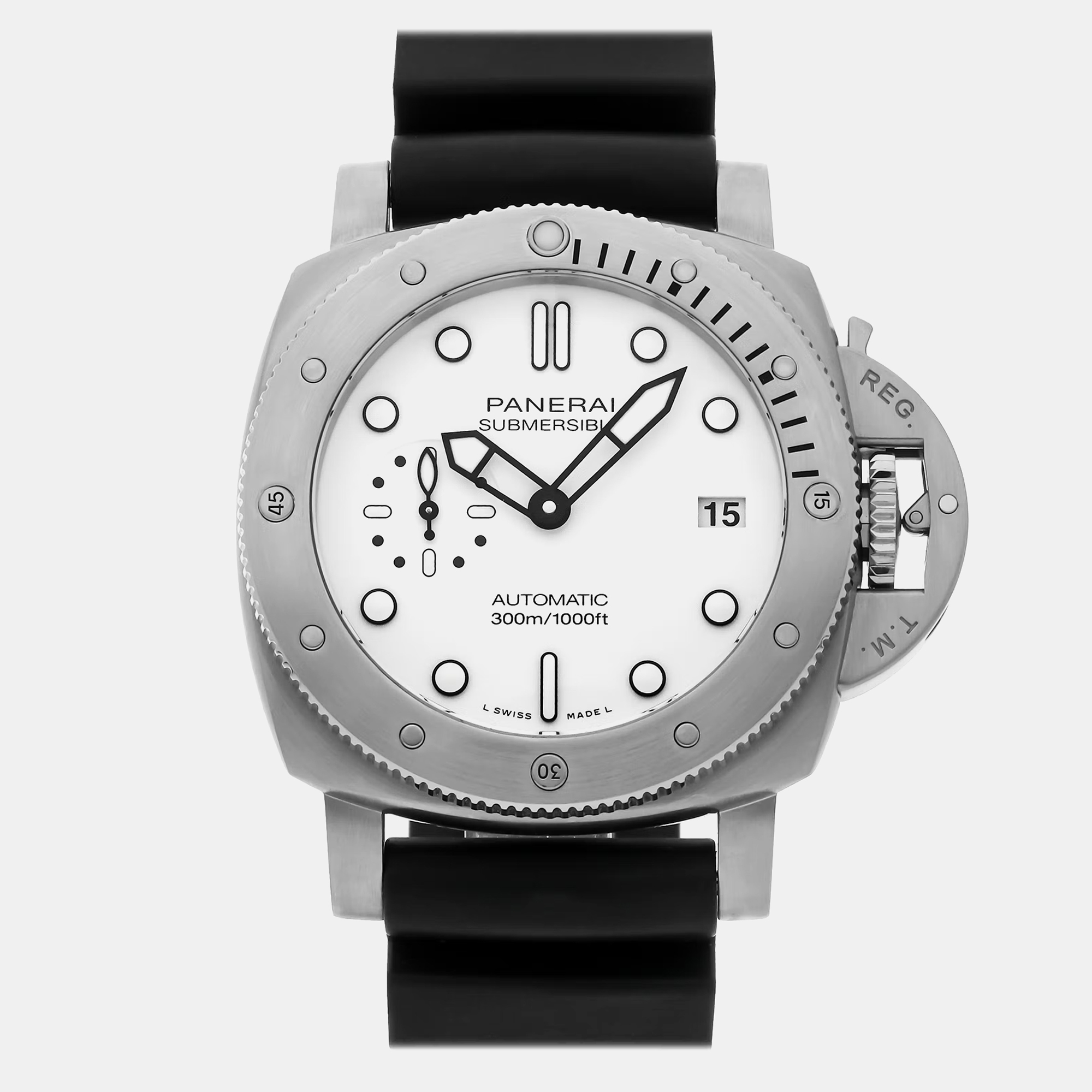 

Panerai White Stainless Steel Luminor Submersible PAM01223 Automatic Men's Wristwatch 42 mm