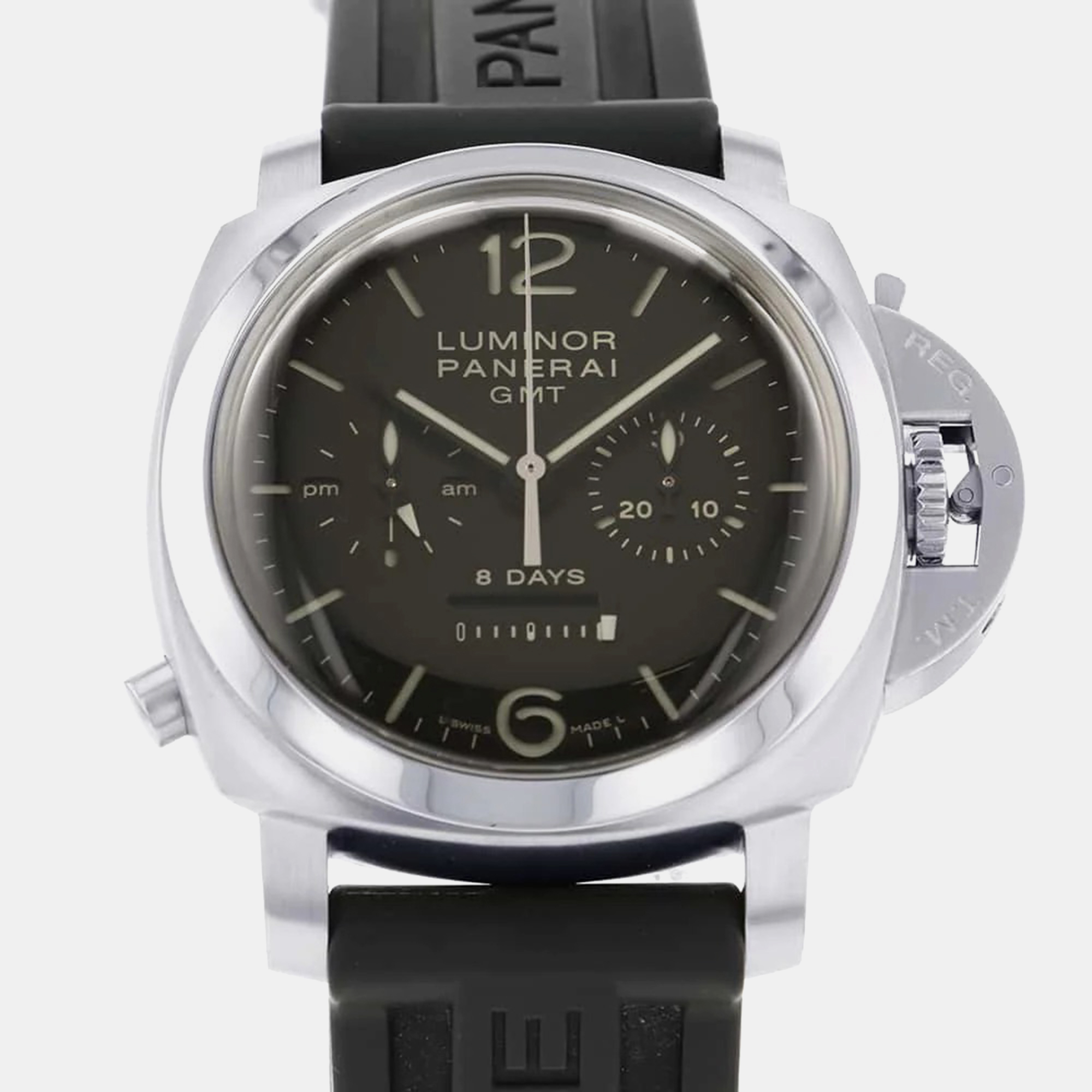 

Panerai Black Stainless Steel Luminor Manual Winding Men's Wristwatch 44 mm