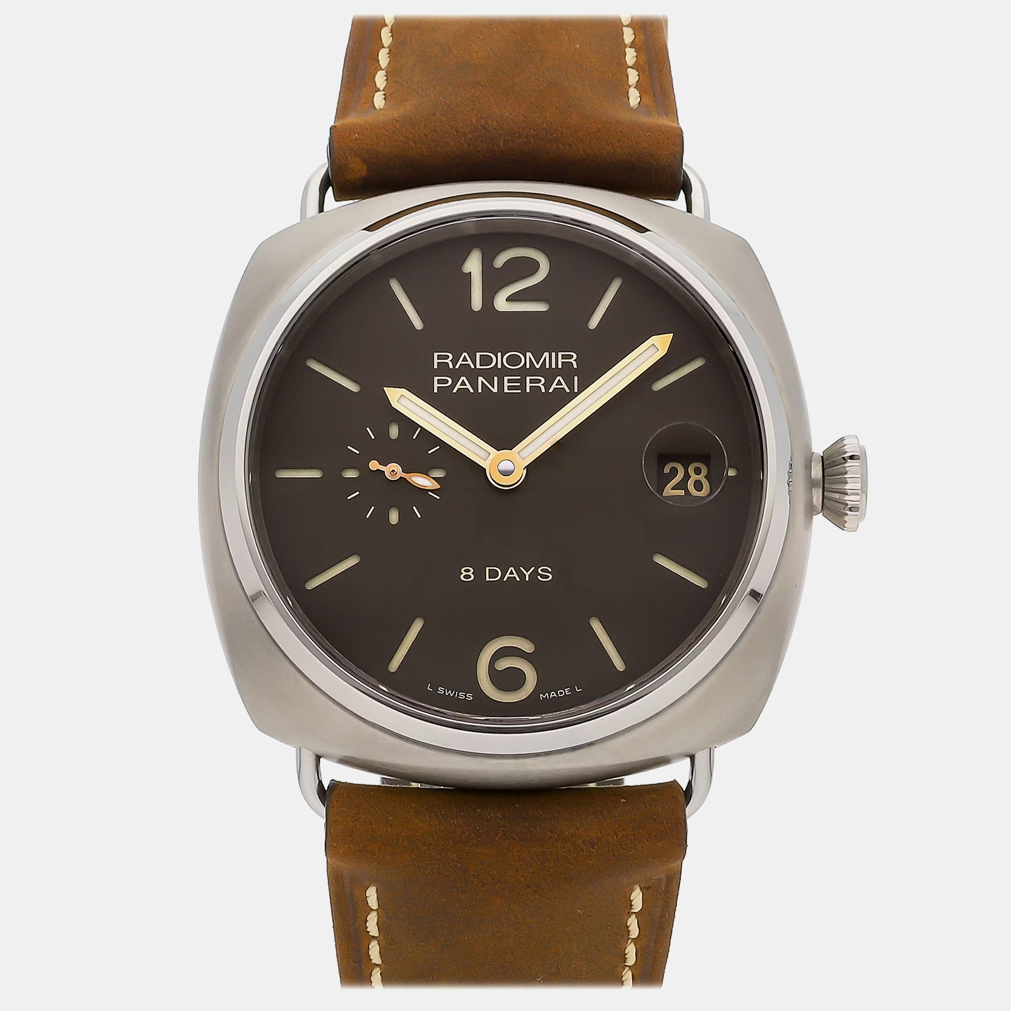 Pre-owned Panerai Brown Titanium Radiomir Pam00346 Manual Winding Men's Wristwatch 45 Mm