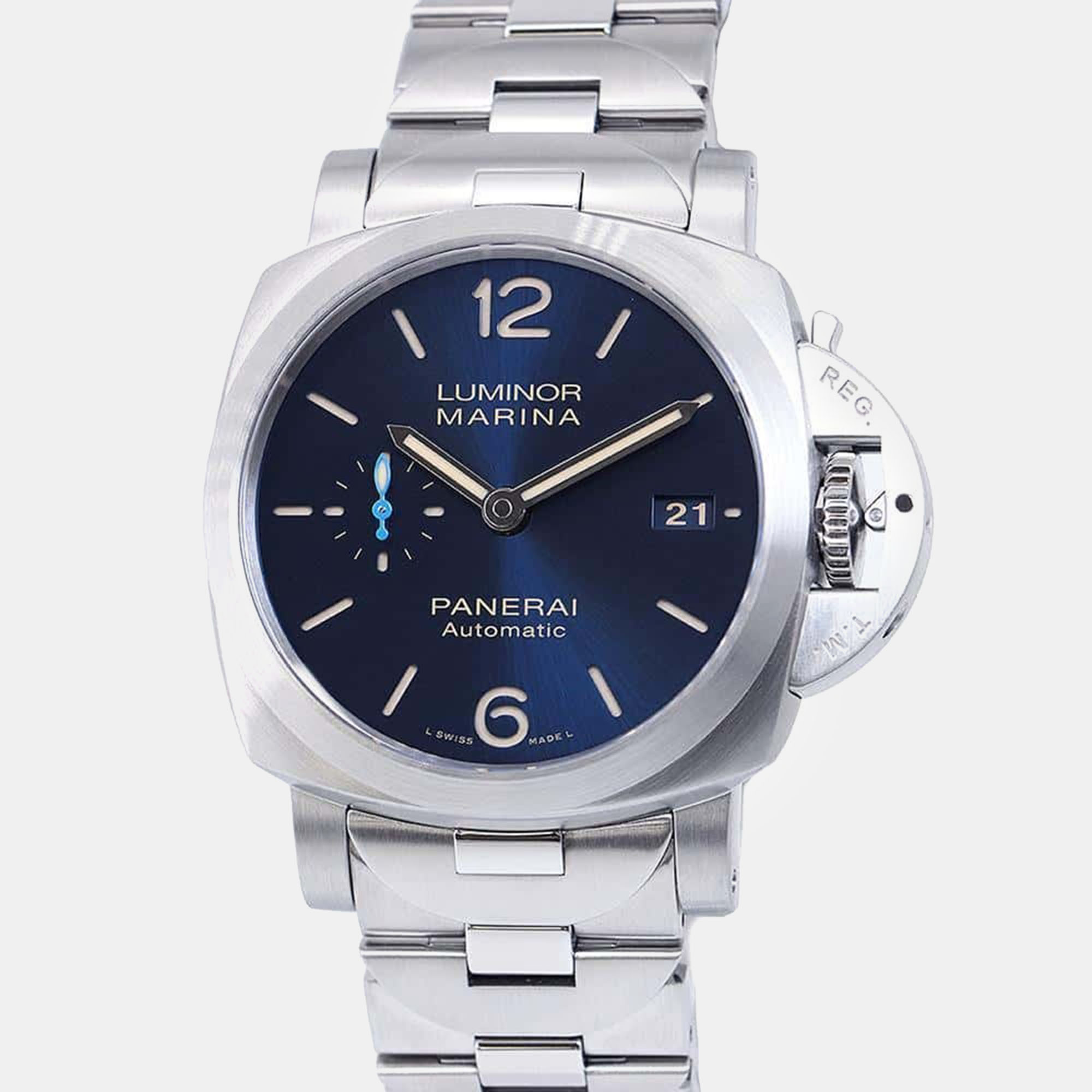 

Panerai Blue Stainless Steel Luminor Marina PAM01028 Automatic Men's Wristwatch 42 mm