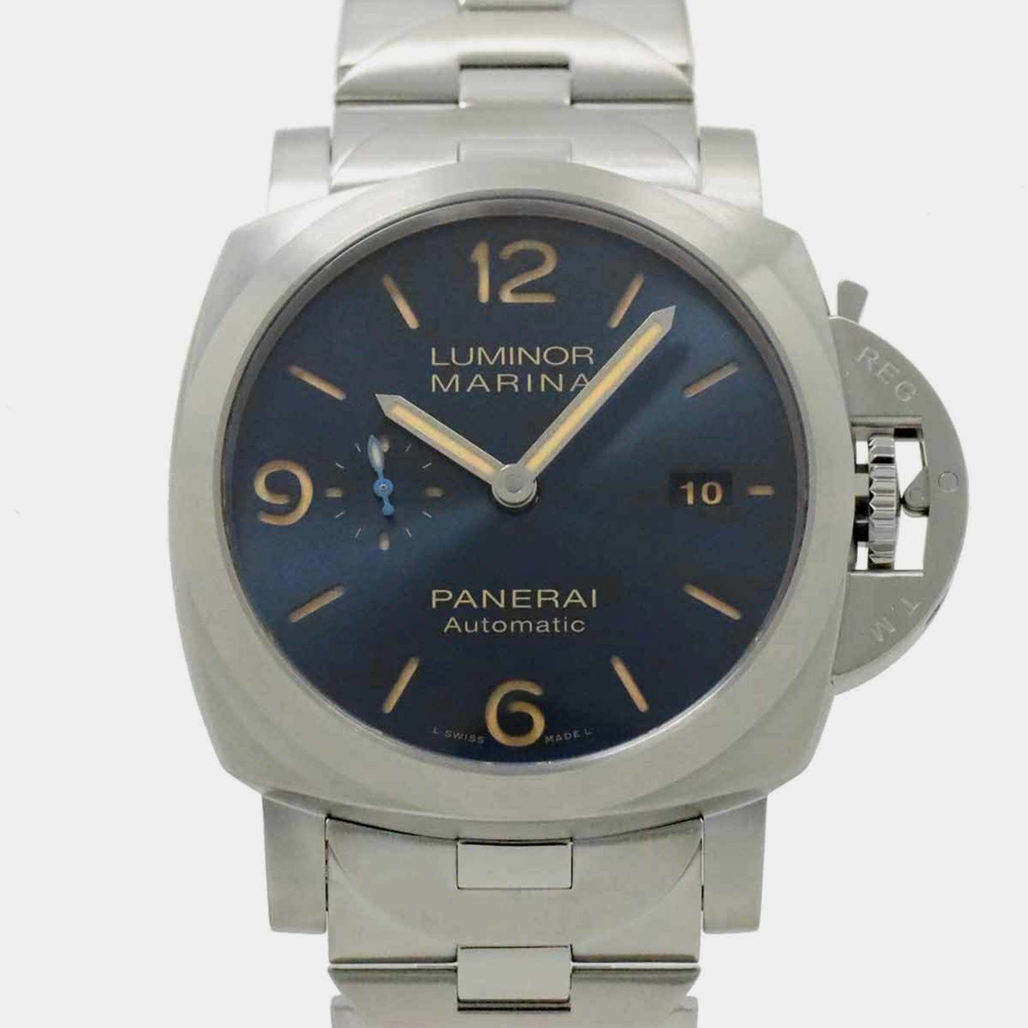 

Panerai Navy Blue Stainless Steel Luminor Marina PAM01058 Automatic Men's Wristwatch 44 mm