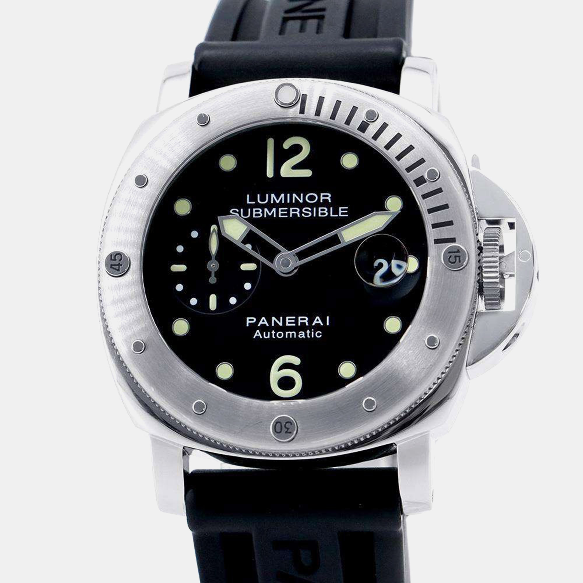 

Panerai Black Dial Stainless Steel Rubber Luminor Submersible Watch