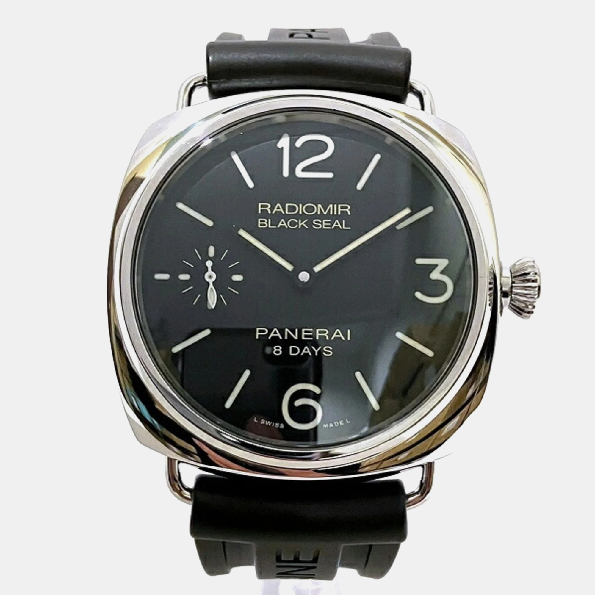 Pre-owned Panerai Black Stainless Steel Radiomir Pam00609 Manual Winding Men's Wristwatch 45 Mm