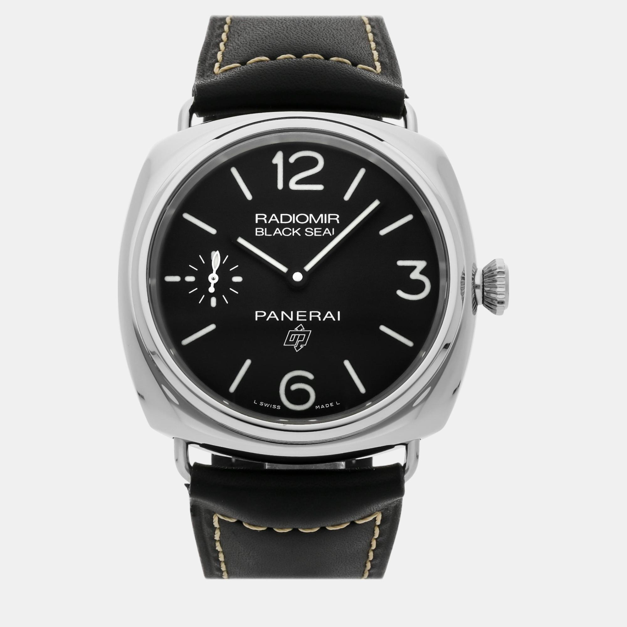 

Panerai Black Stainless Steel Radiomir PAM00754 Manual Winding Men's Wristwatch 45 mm