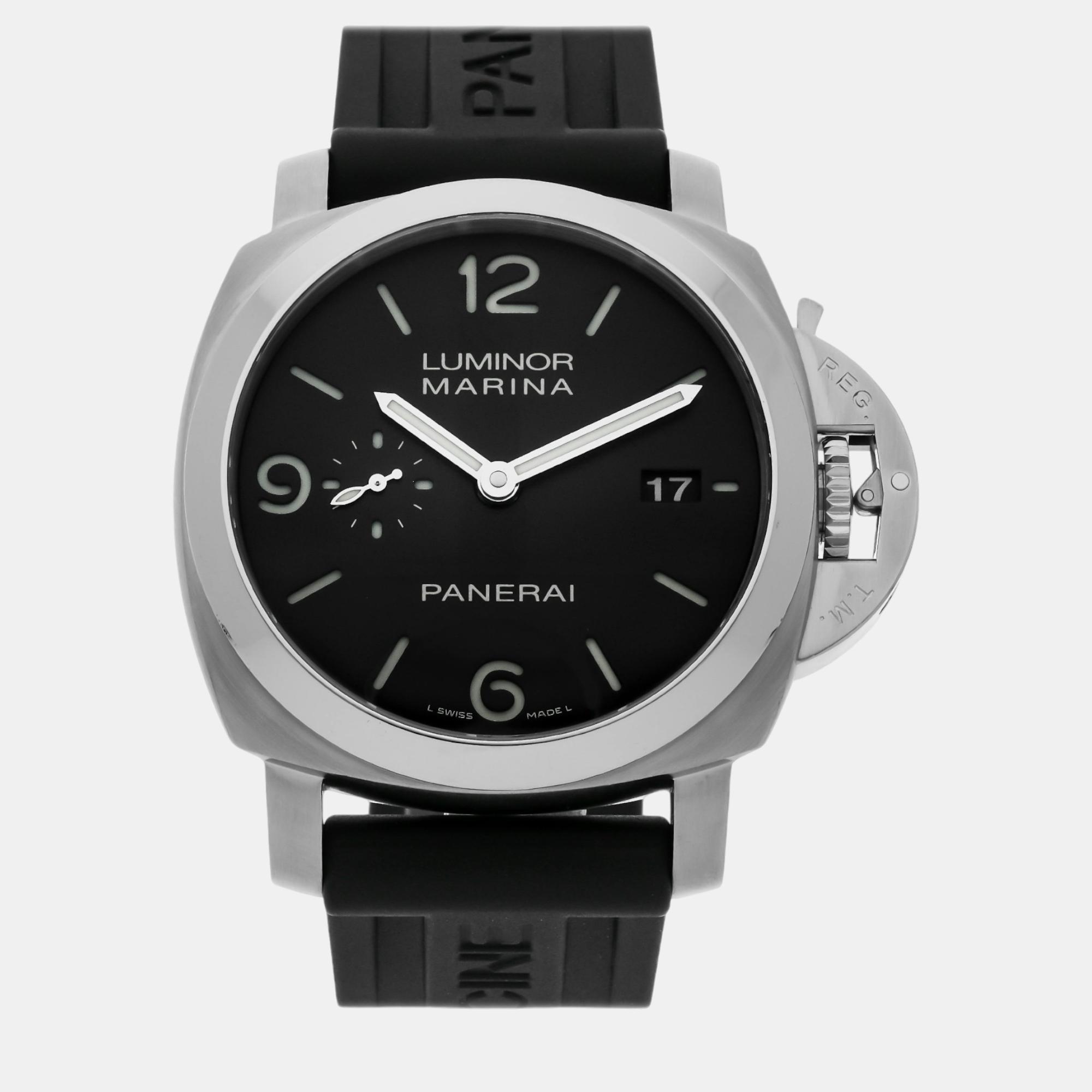 

Panerai Black Stainless Steel Luminor Marina PAM00312 Automatic Men's Wristwatch 44 mm