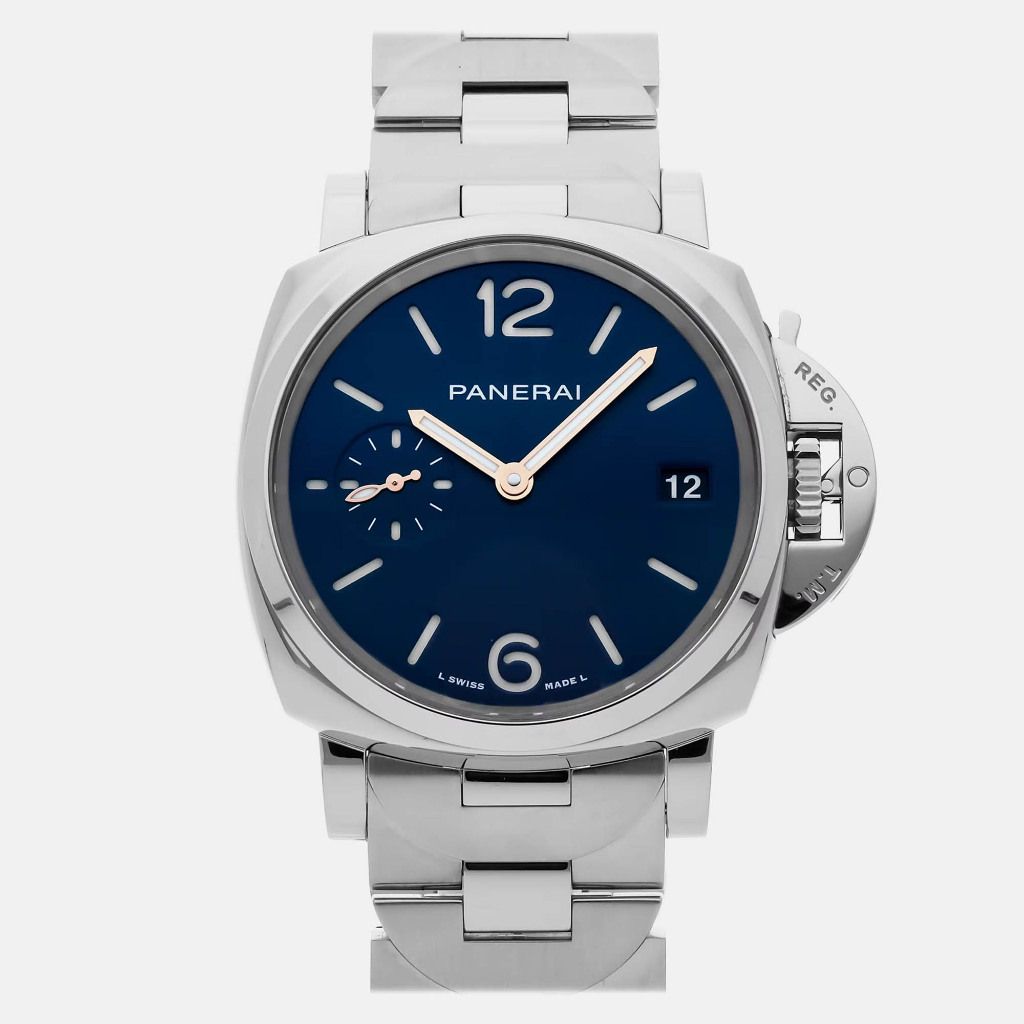 

Panerai Blue Stainless Steel Luminor PAM01123 Automatic Men's Wristwatch 38 mm