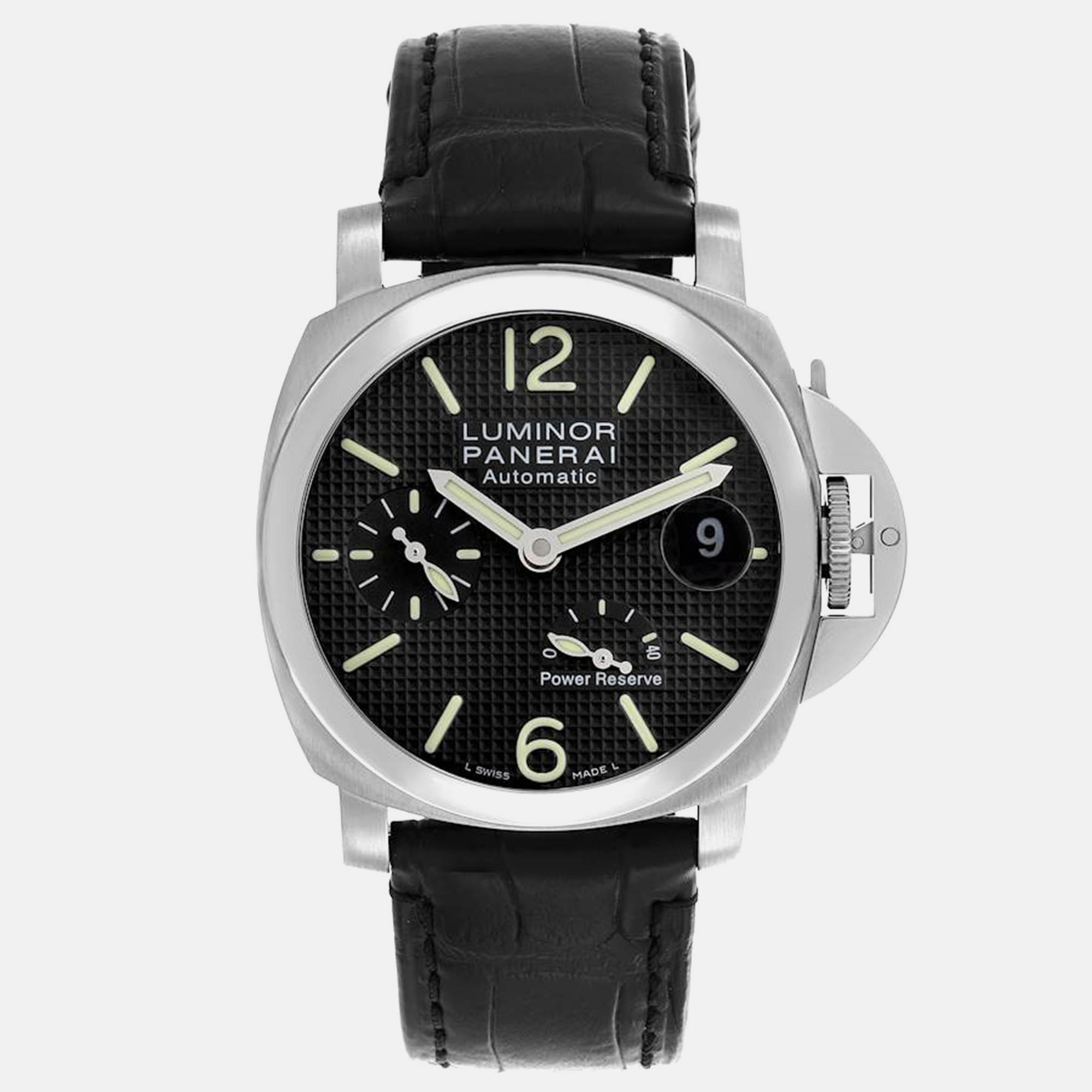 

Panerai Black Stainless Steel Luminor Power Reserve PAM00241 Automatic Men's Wristwatch 40 mm