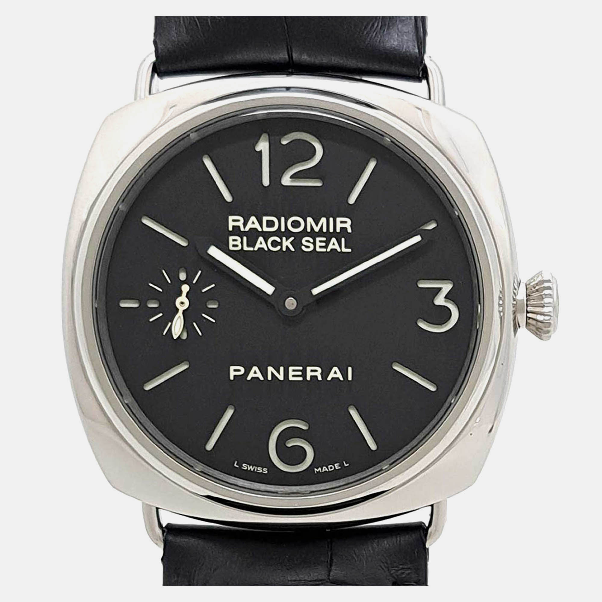 

Panerai Black Stainless Steel Radiomir PAM00183 Manual Winding Men's Wristwatch 45 mm