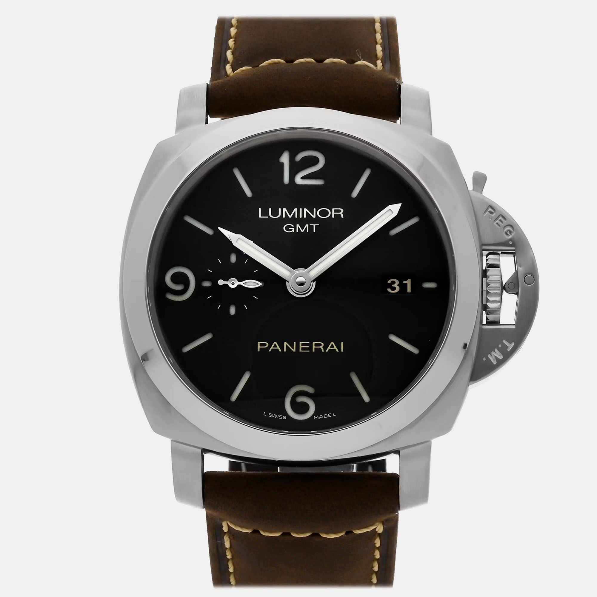 

Panerai Black Stainless Steel Luminor PAM00320 Automatic Men's Wristwatch 44 mm