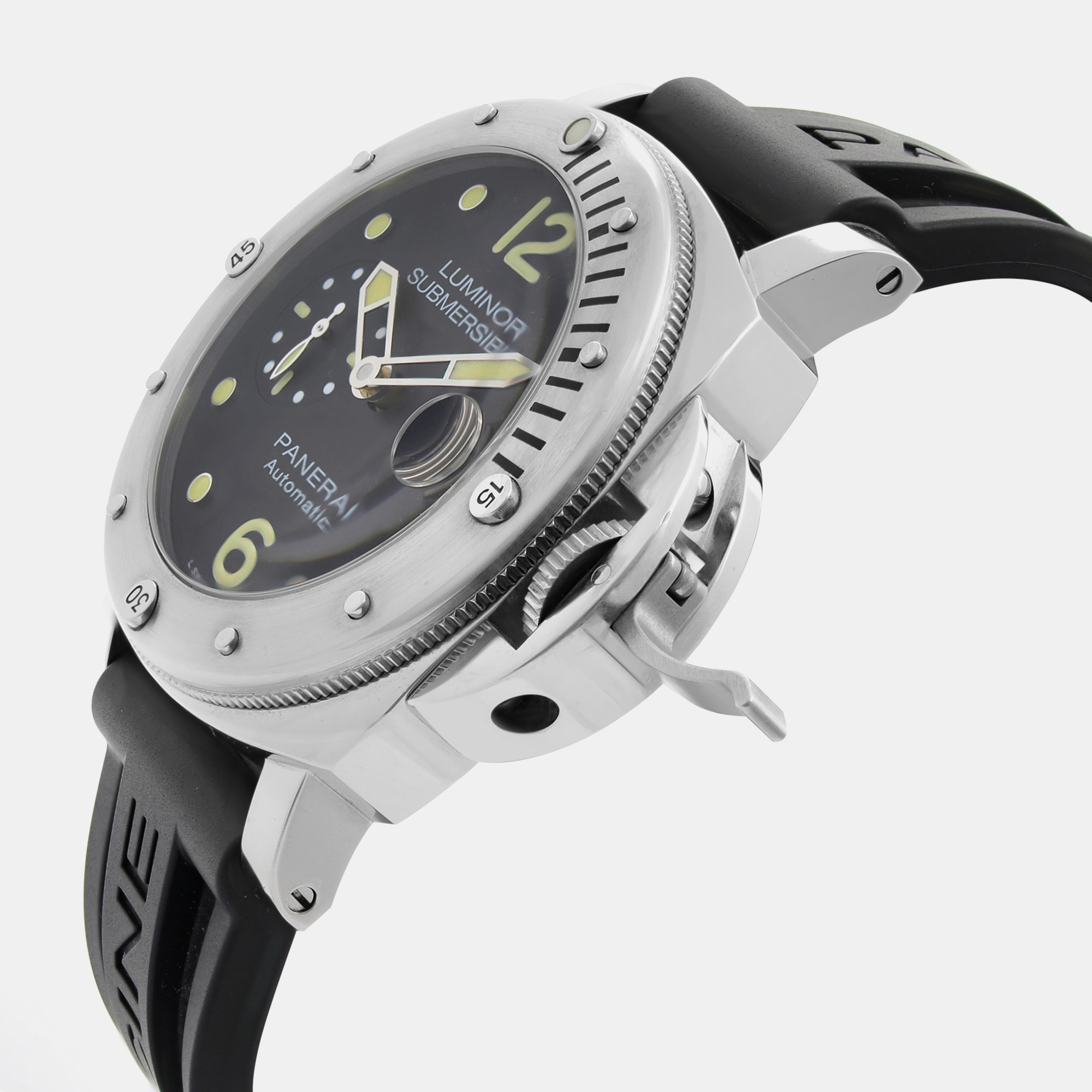 Panerai Black Stainless Steel Luminor Submersible PAM01024 Automatic Men`s Wristwatch 44mm 