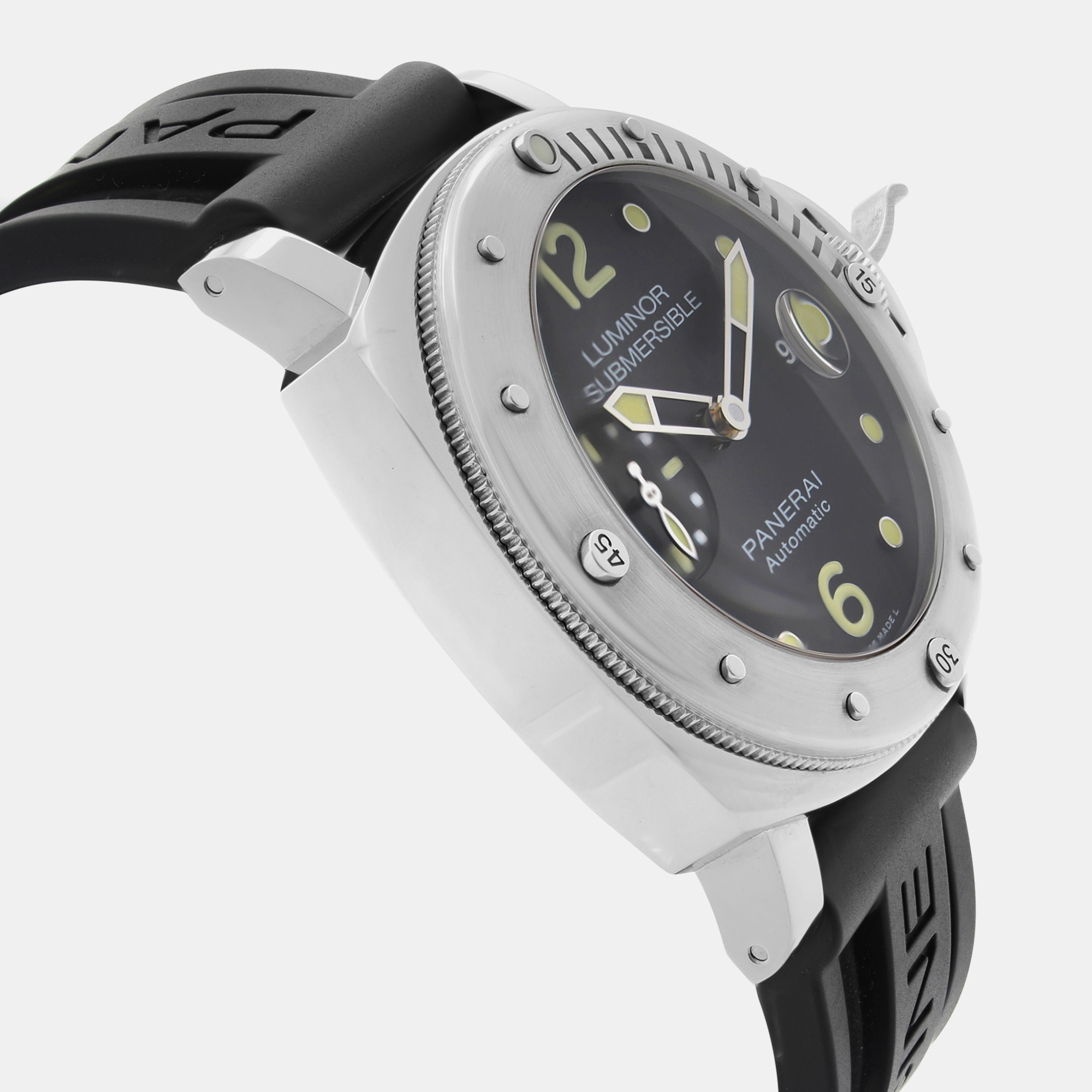 Panerai Black Stainless Steel Luminor Submersible PAM01024 Automatic Men`s Wristwatch 44mm 