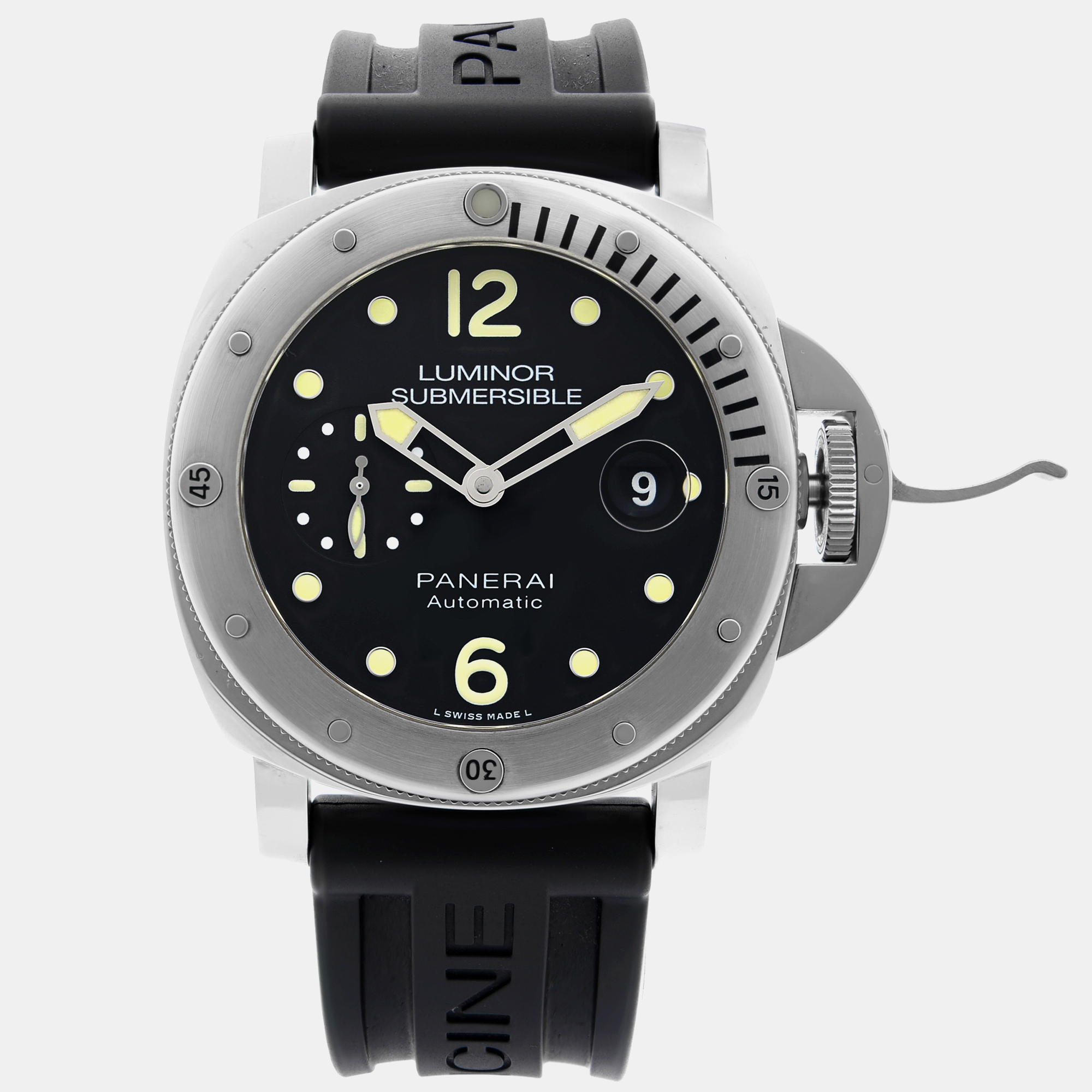 

Panerai Black Stainless Steel Luminor Submersible PAM01024 Automatic Men's Wristwatch