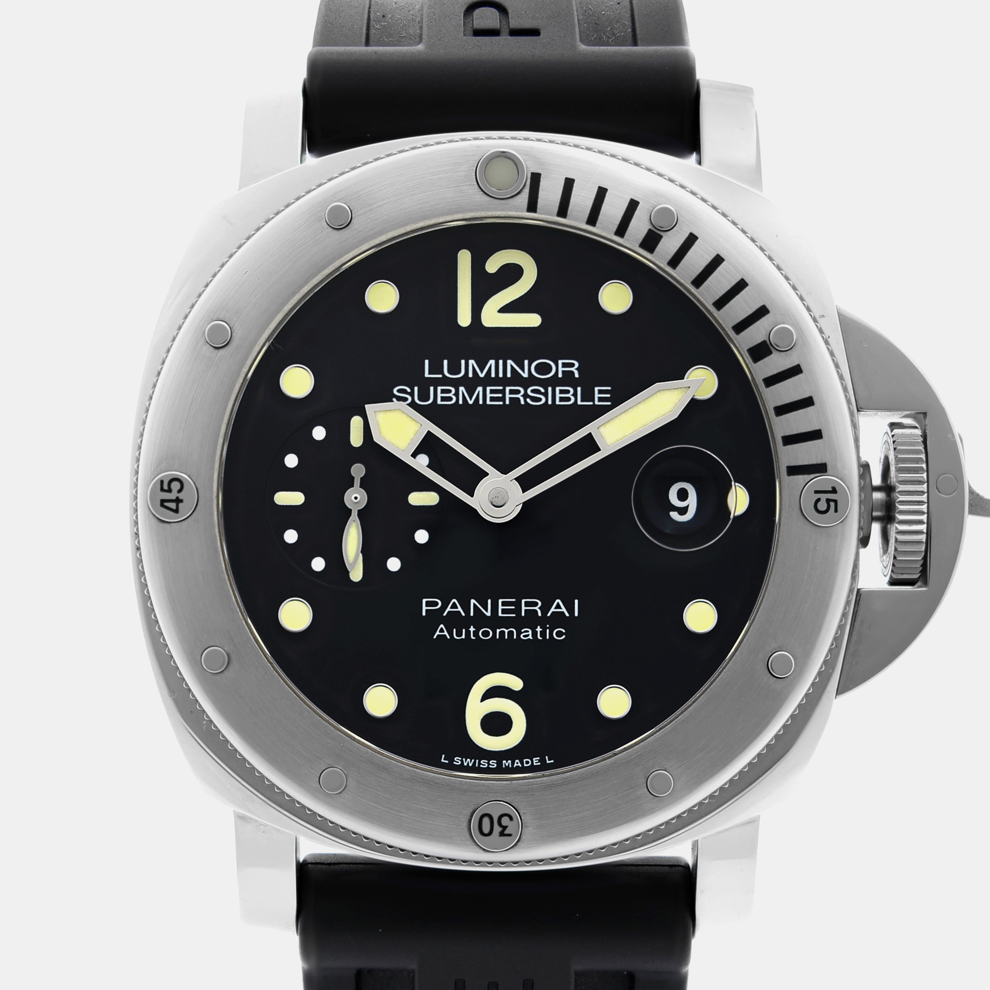 Panerai Black Stainless Steel Luminor Submersible PAM01024 Automatic Men`s Wristwatch 44mm 
