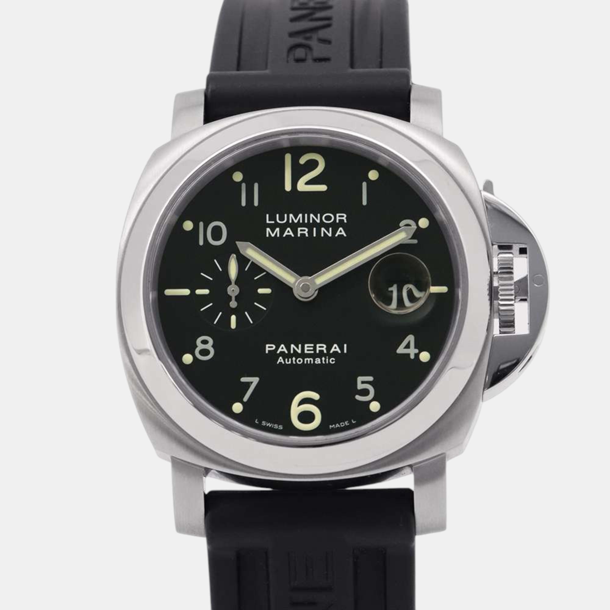 

Panerai Black Stainless Steel Luminor Marina PAM00164 Automatic Men's Wristwatch 44 mm