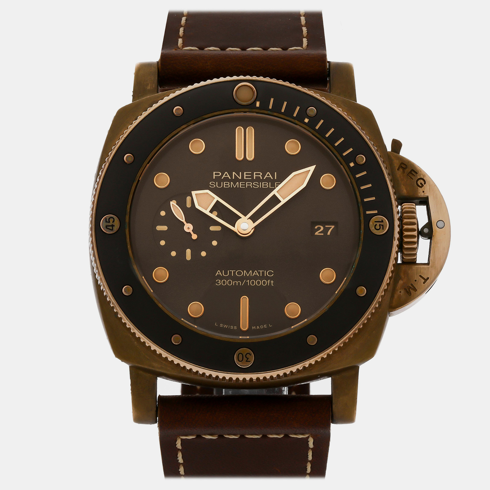 

Pre-Owned Panerai Submersible Bronzo Men's Watch 47 mm, Brown