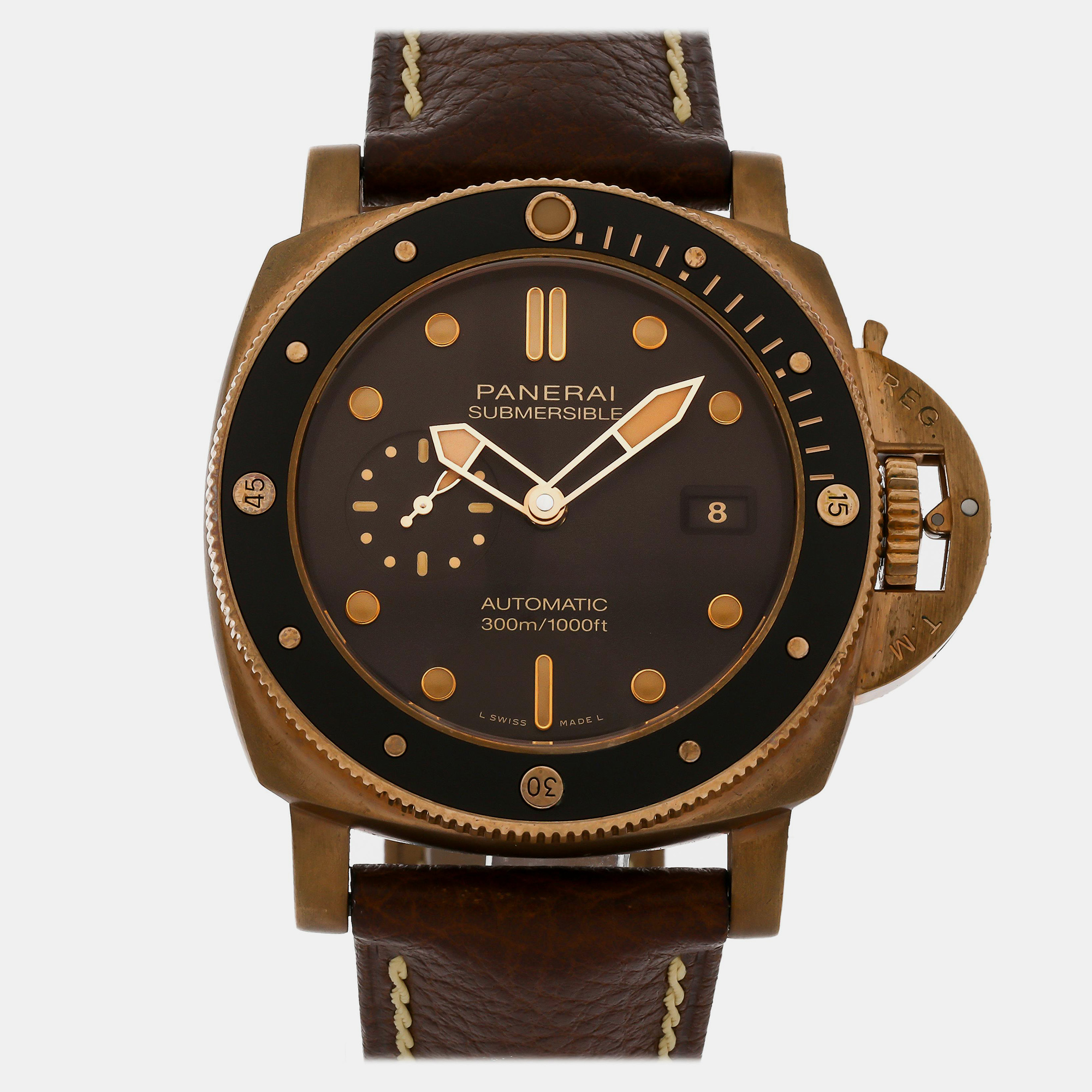 

Pre-Owned Panerai Submersible Bronzo Men's Watch 47 mm, Brown