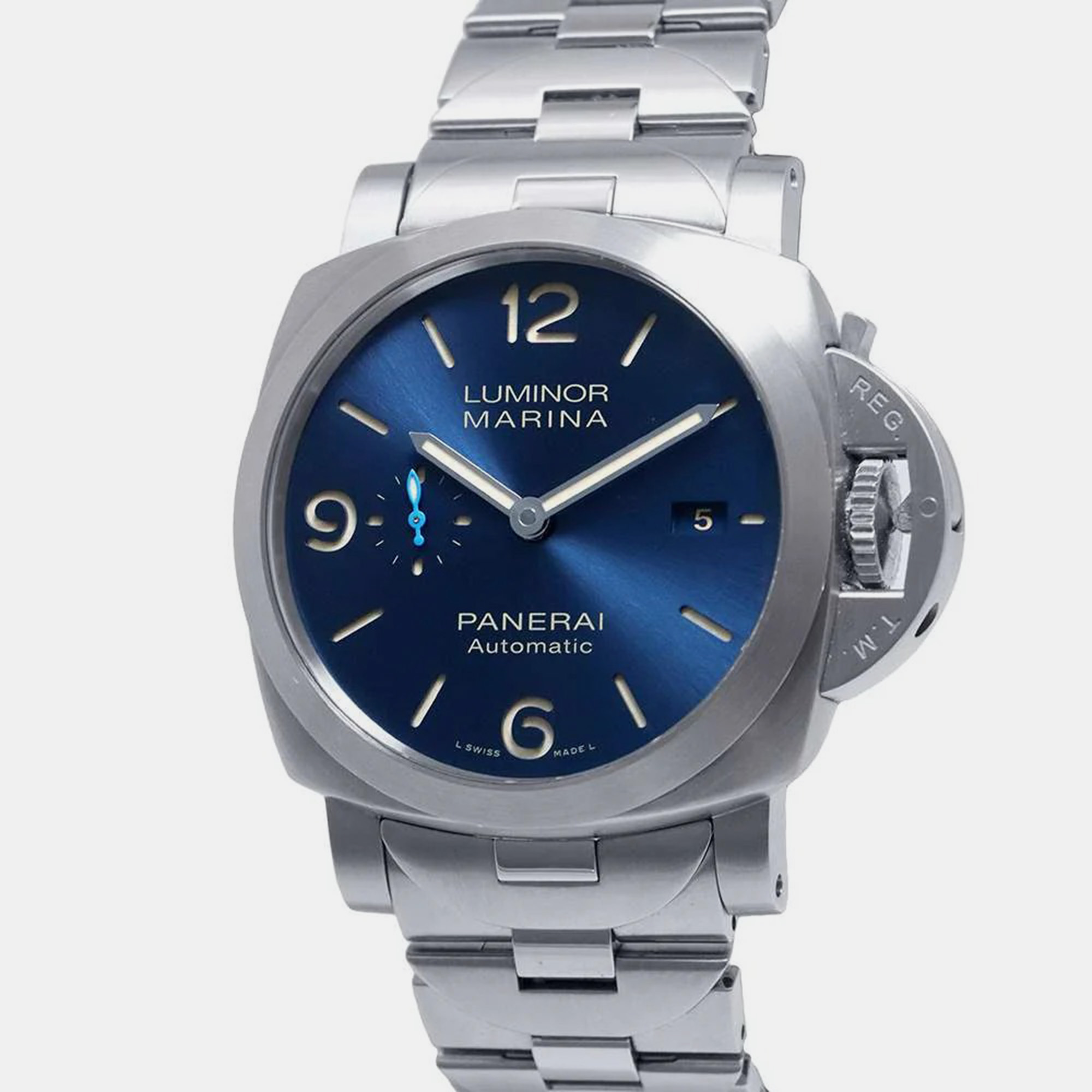 

Panerai Blue Stainless Steel Luminor Marina PAM01058 Automatic Men's Wristwatch 44 mm