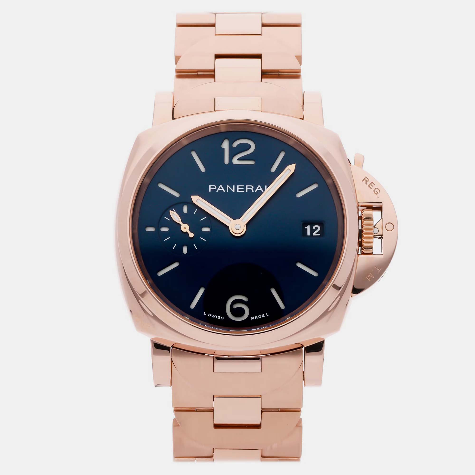 

Panerai Luminor Due PAM1182 Automatic Gold Black Dial Men's Wristwatch 42mm, Blue