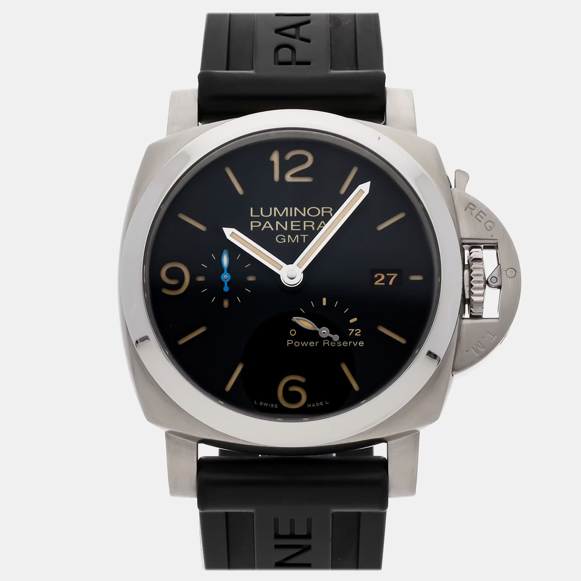 Pre-owned Panerai Luminor 1950 3 Days Gmt Power Reserve Pam 1321 In Black
