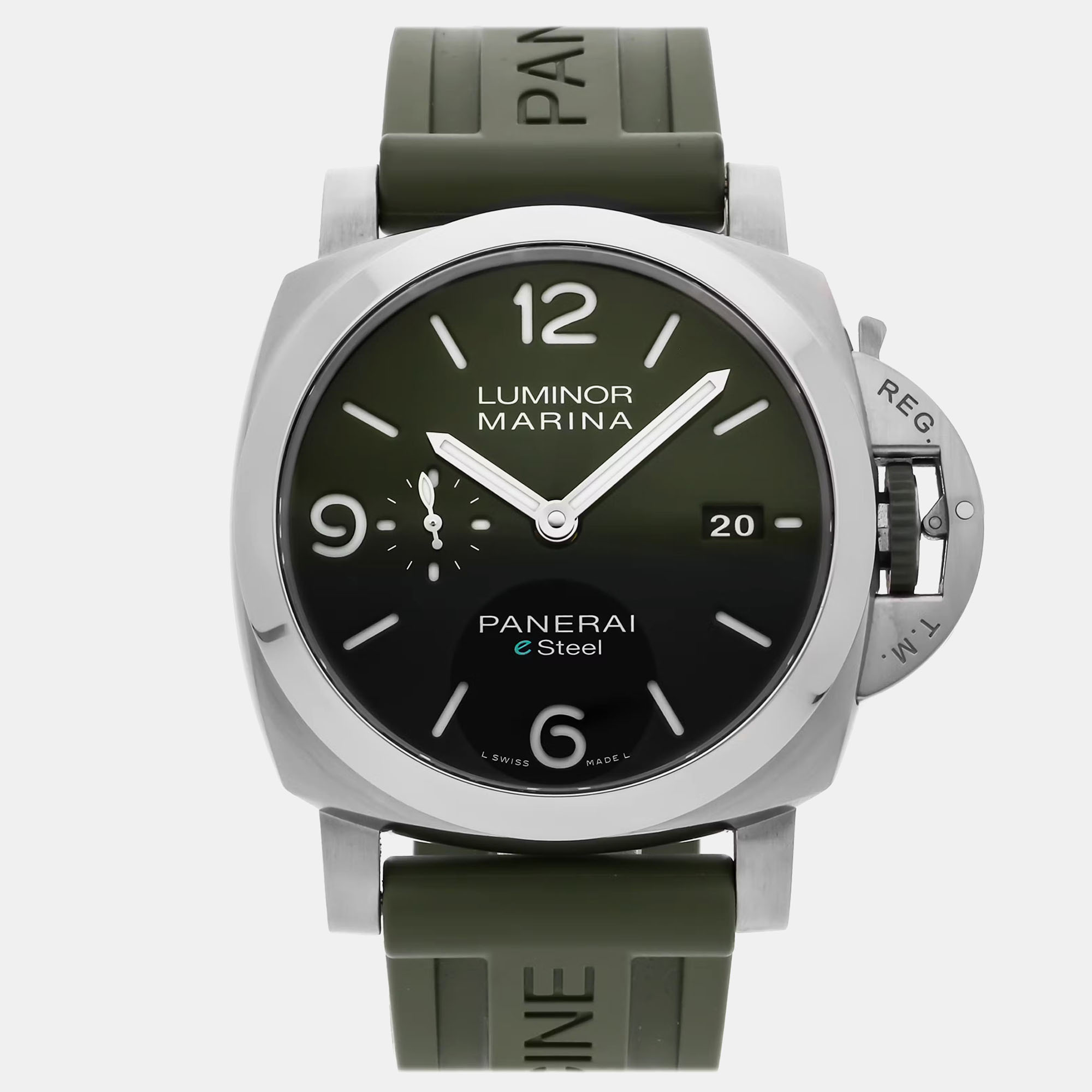 

Pre-Owned Panerai Luminor Marina Verde Smeraldo eSteel PAM 1356 Automatic Green Stainless Steel Men's Wristwatch 44 mm