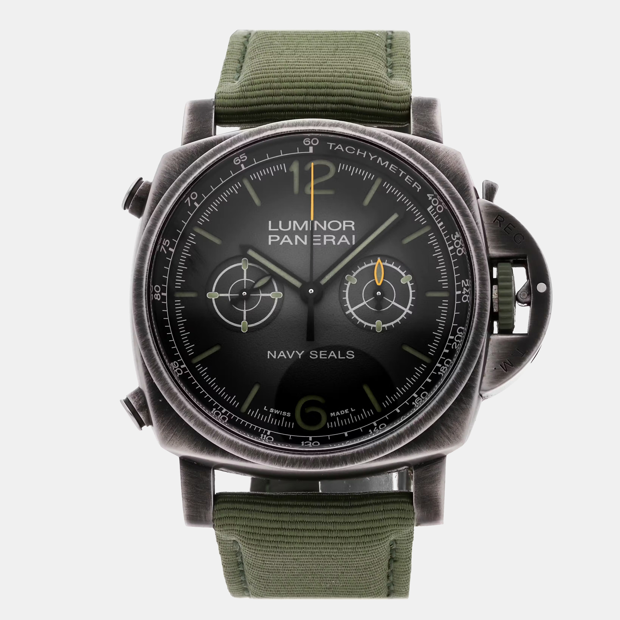 Pre-owned Panerai Luminor Chrono Navy Seals Pam 1409 In Black