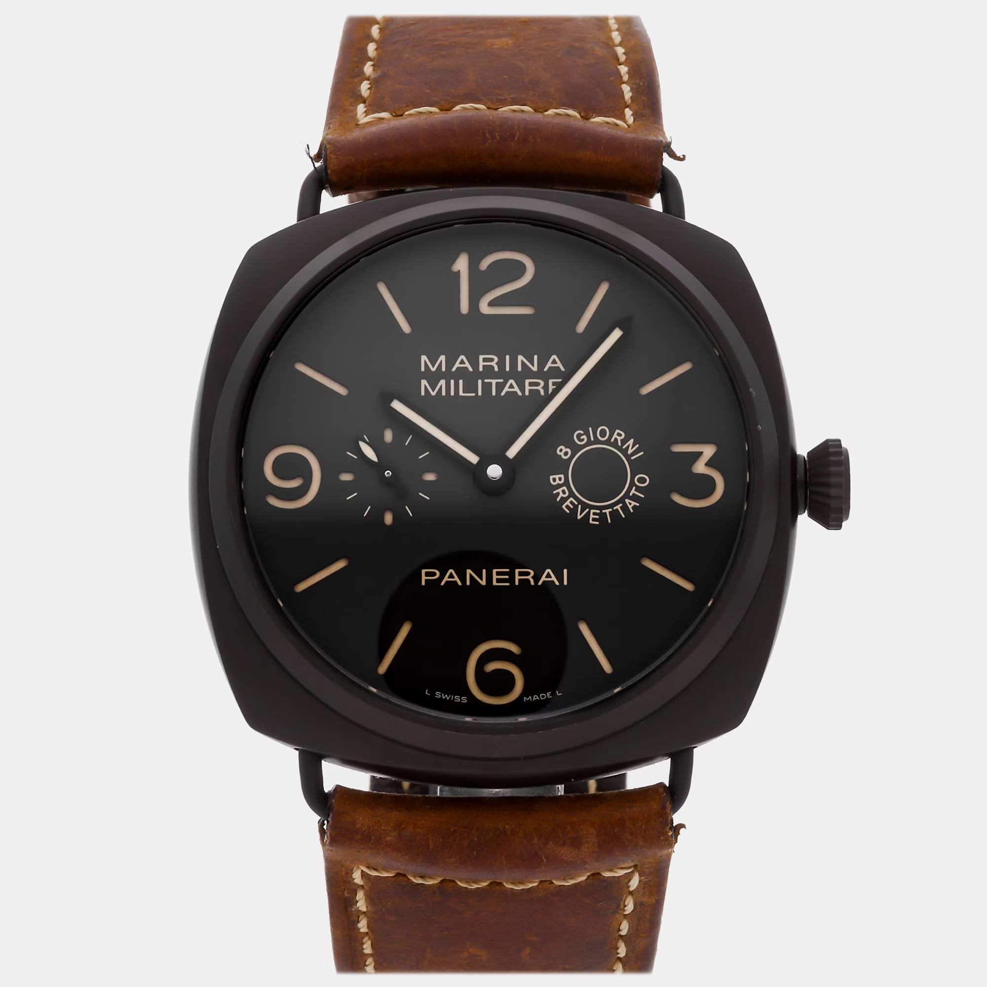 Pre-owned Panerai Radiomir Composite Marina Militare 8 Giorni Pam 339 Brown Manual Winding Composite