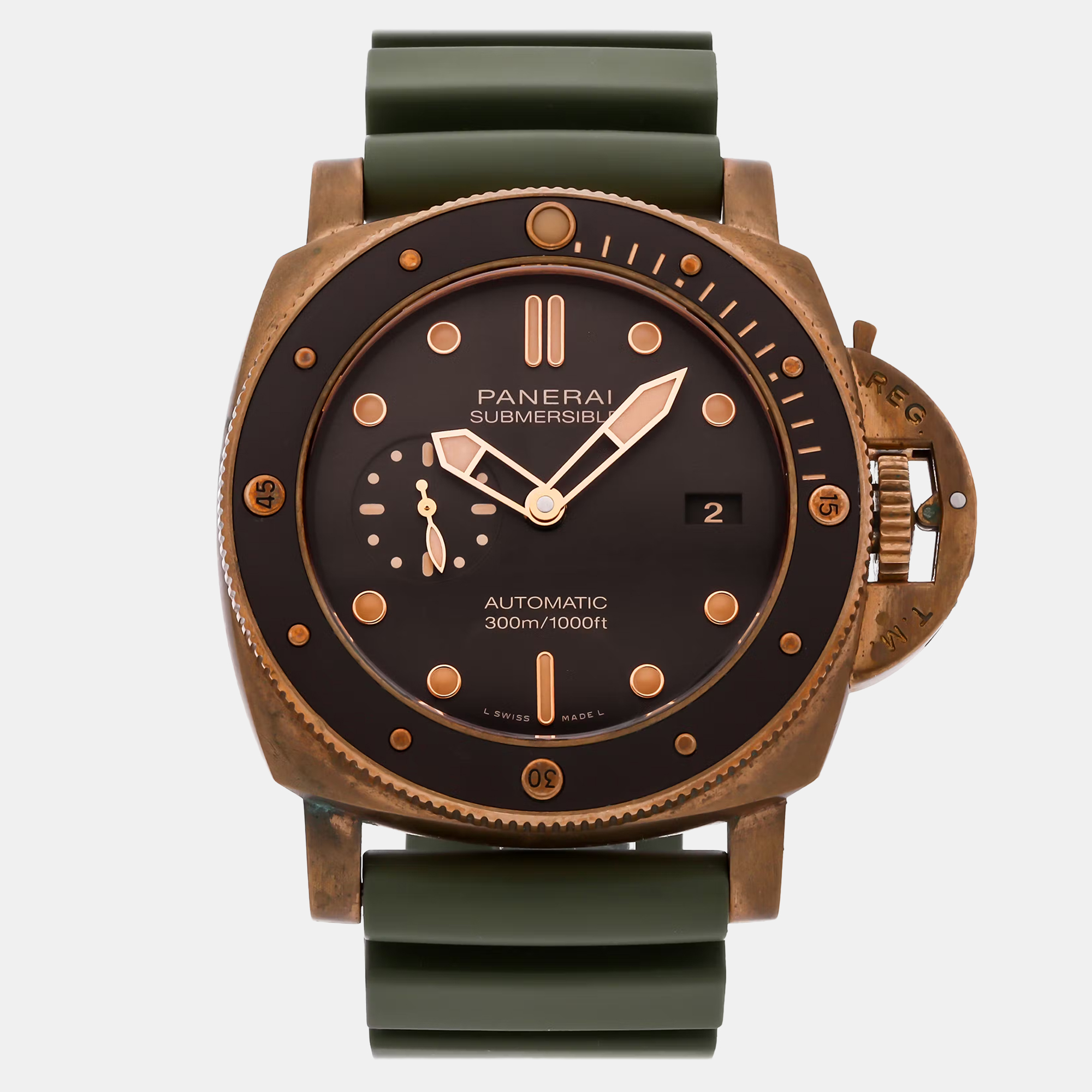

Pre-Owned Panerai Submersible Bronzo PAM 968, Brown