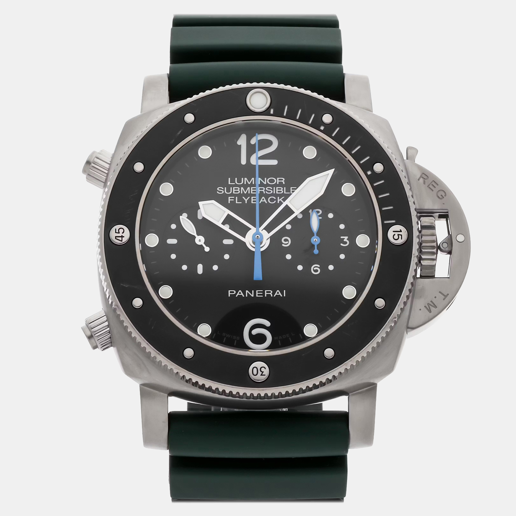 

Pre-Owned Panerai Luminor Submersible 1950 Flyback Chronograph PAM 615 Black Automatic Titanium Men's Wristwatch 47 mm