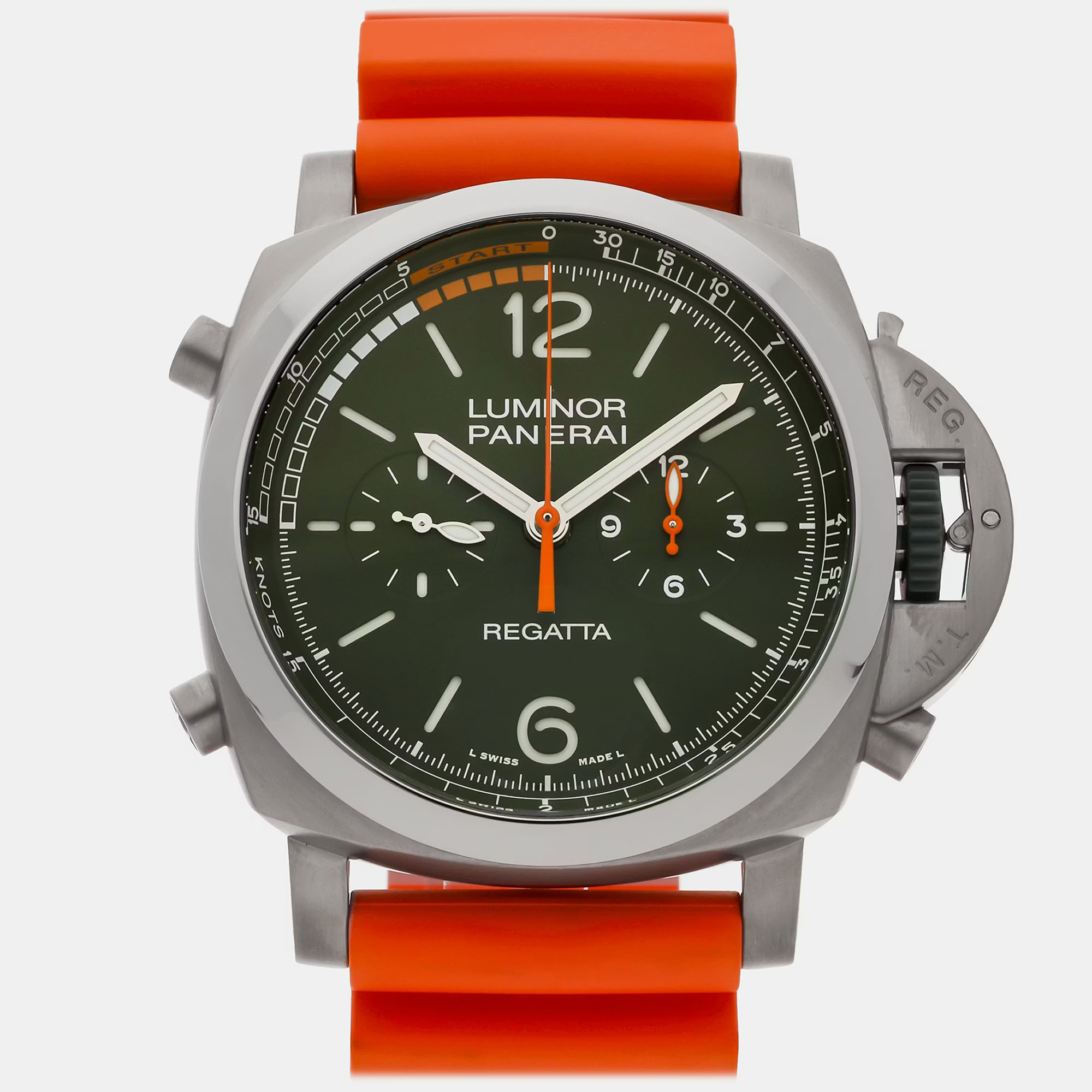 

Pre-Owned Panerai Luminor Flyback Regatta PAM 1299 Green Automatic Titanium Men's Wristwatch 47 MM