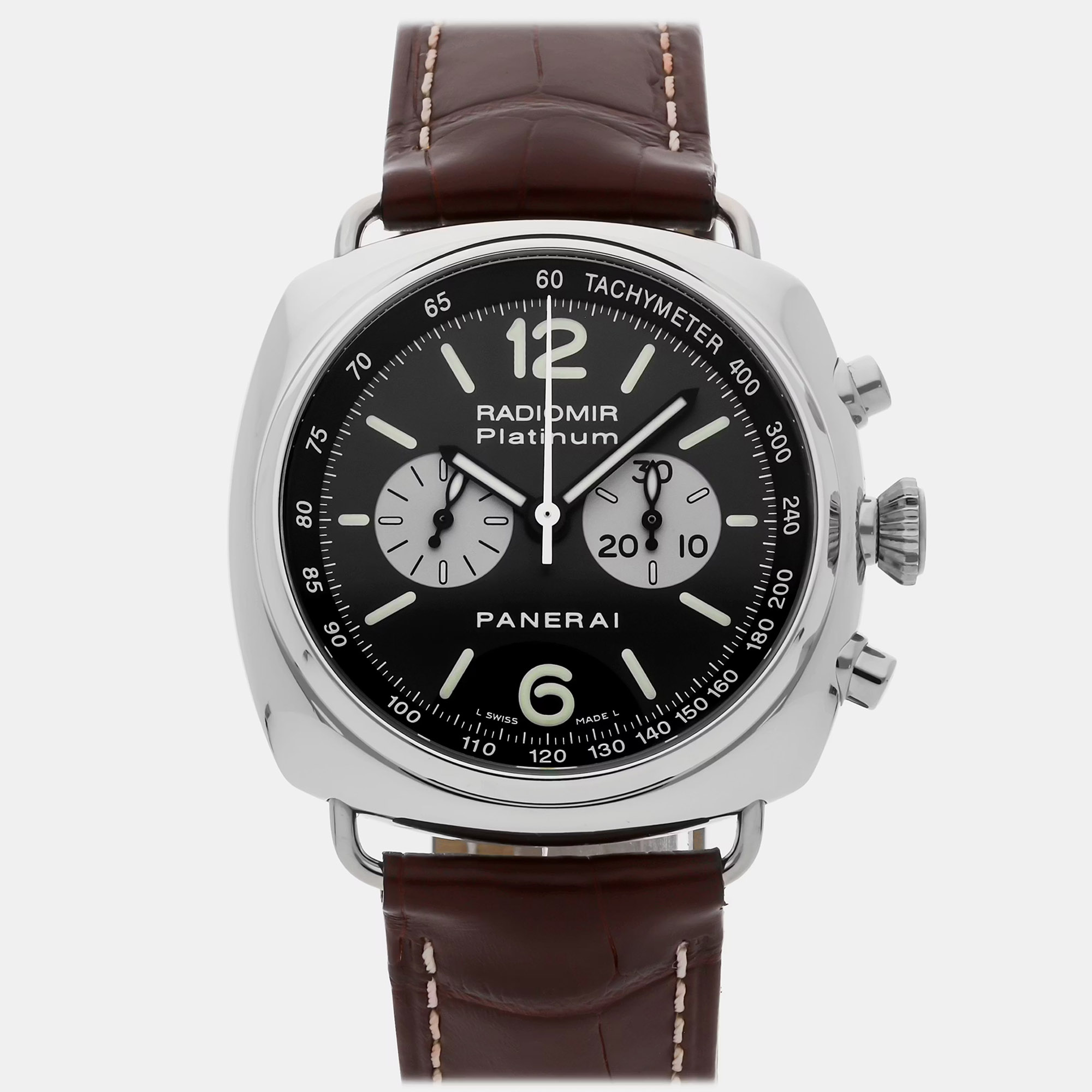 

Pre-Owned Panerai Radiomir Chrono Wempe PAM 218 Black Manual Winding Platinum Men's Wristwatch 42 MM