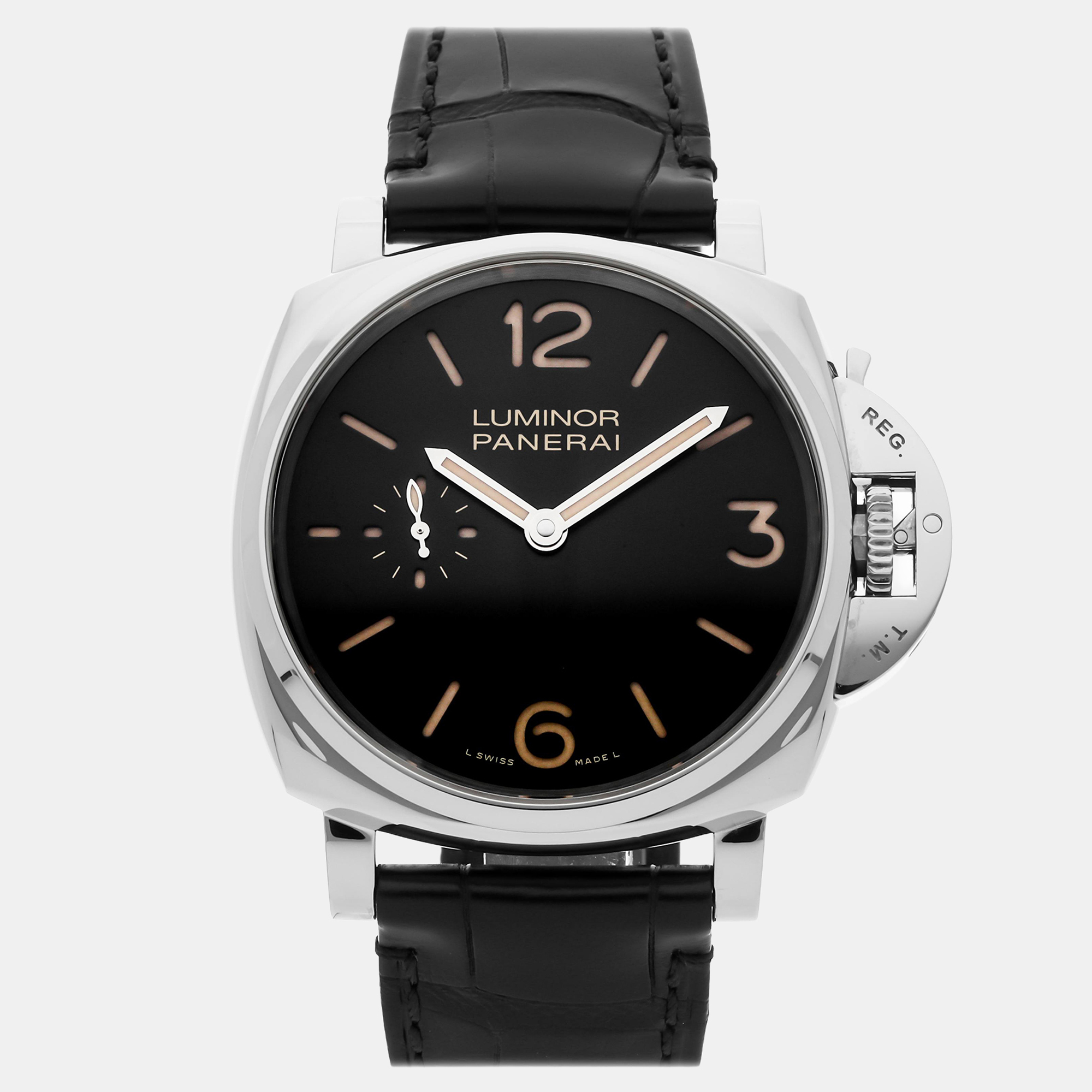 

Panerai Luminor Due PAM 676 Manual Winding Stainless Steel Men's Wristwatch 42 mm, Black