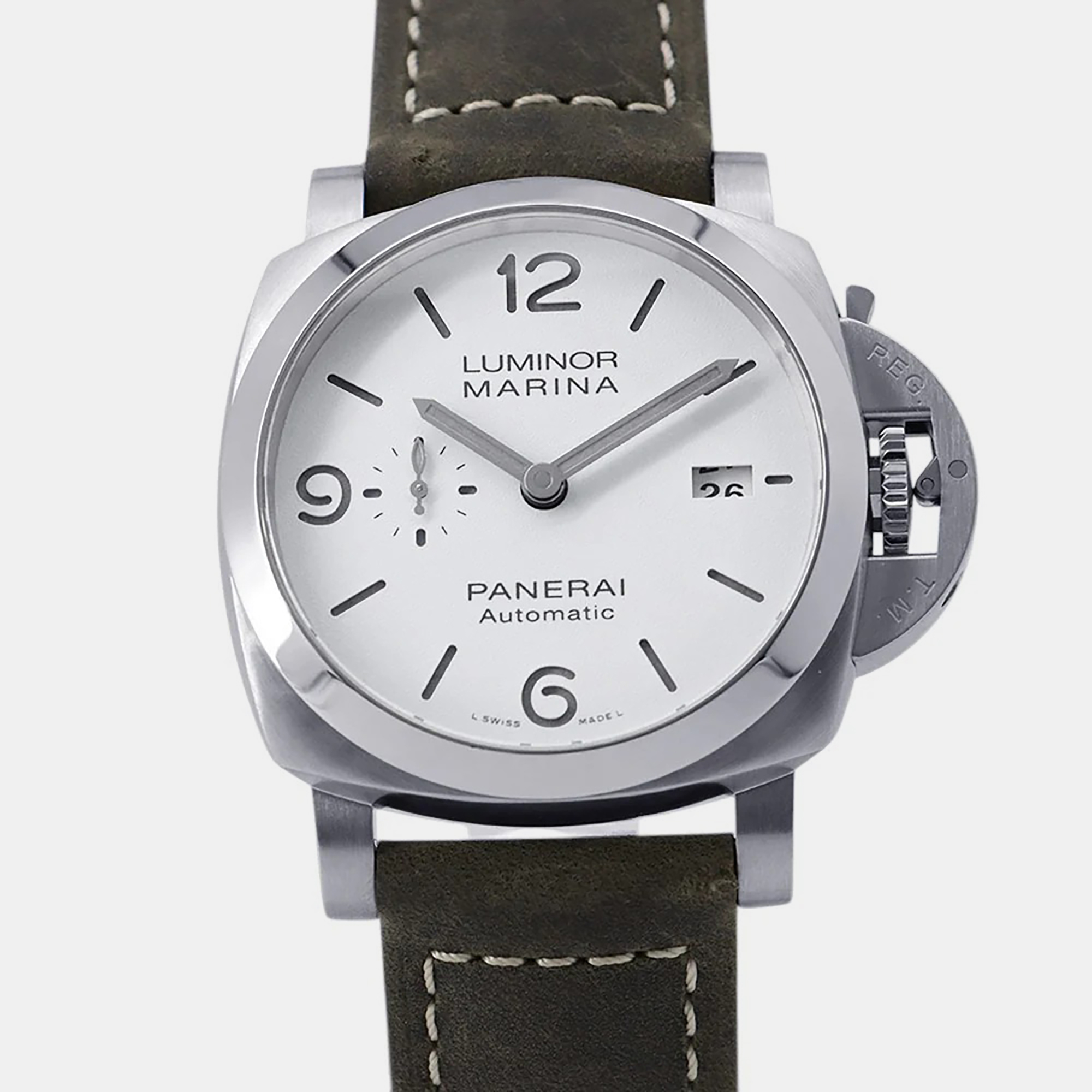 Pre-owned Panerai Luminor Marina Pam 01314 White Stainless Steel Automatic Men's Wristwatch 44 Mm