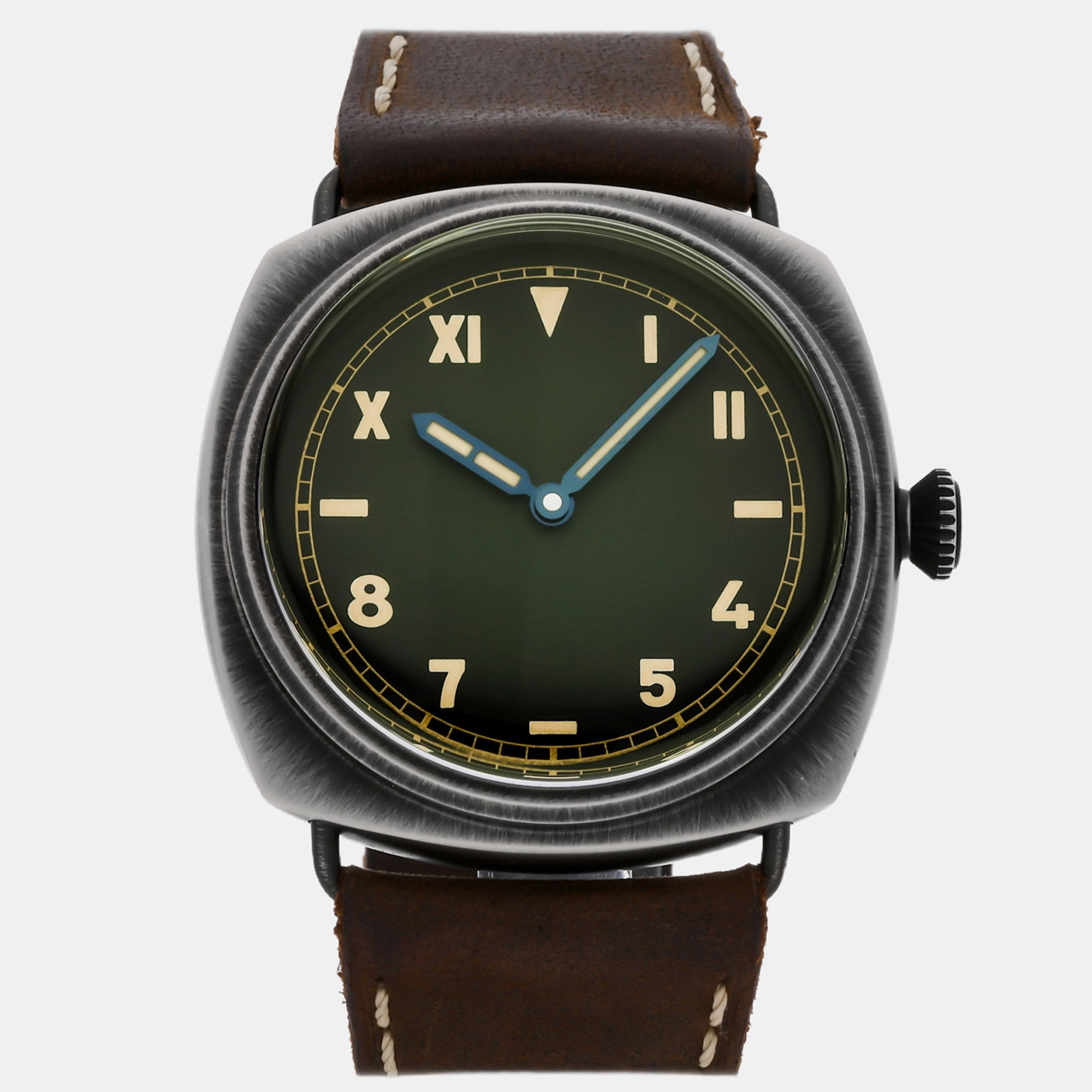 

Pre-Owned Panerai Radiomir Brunito eSteel Manual PAM 1349 Green Manual Winding Stainless Steel Men's Wristwatch 45 MM