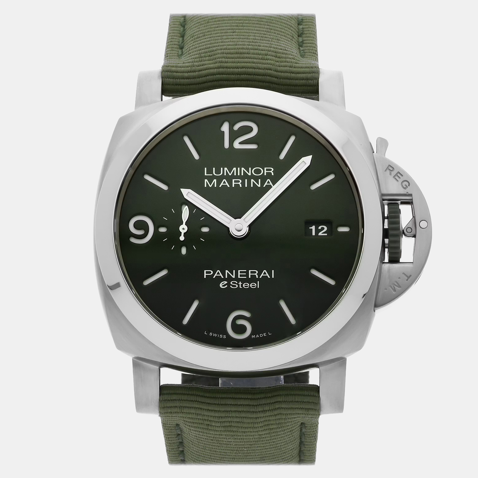 

Pre-Owned Panerai Luminor Marina Verde Smeraldo eSteel PAM 1356, Green