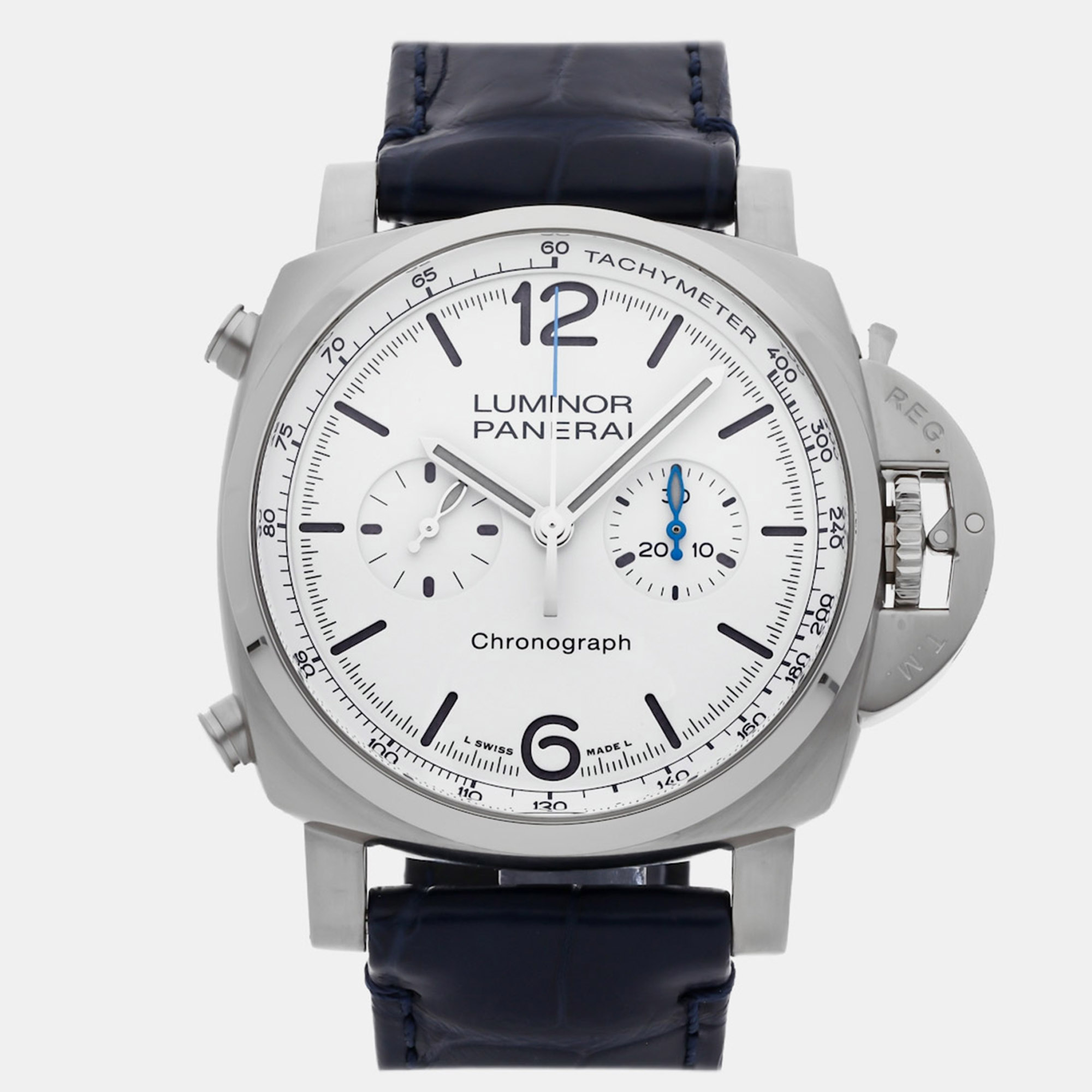 Pre-owned Panerai Luminor Chronograph Pam 1218 In White