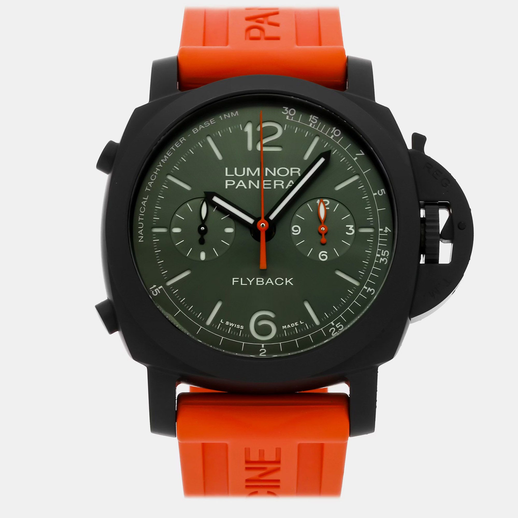 

Pre-Owned Panerai Luminor Chrono Flyback CER PAM 1498, Green