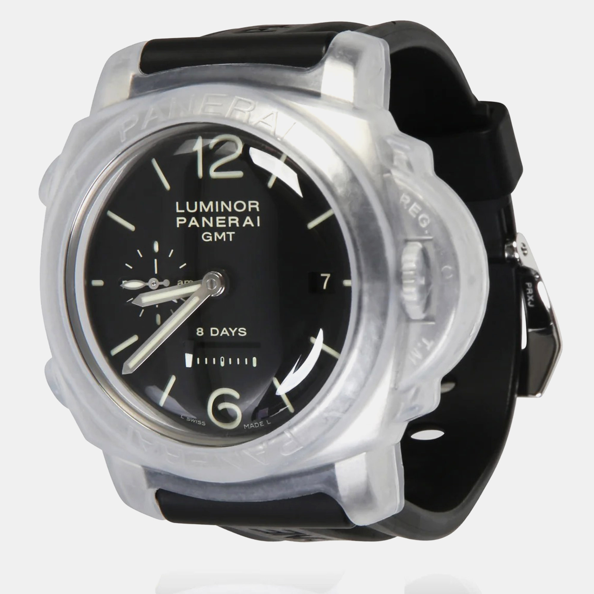Panerai Luminor 8 Day GMT PAM00233 Black Stainless Steel Manual Winding Men's Wristwatch 44mm