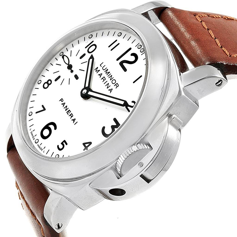 

Panerai White Stainless Steel Luminor Marina PAM00003 Men's Wristwatch