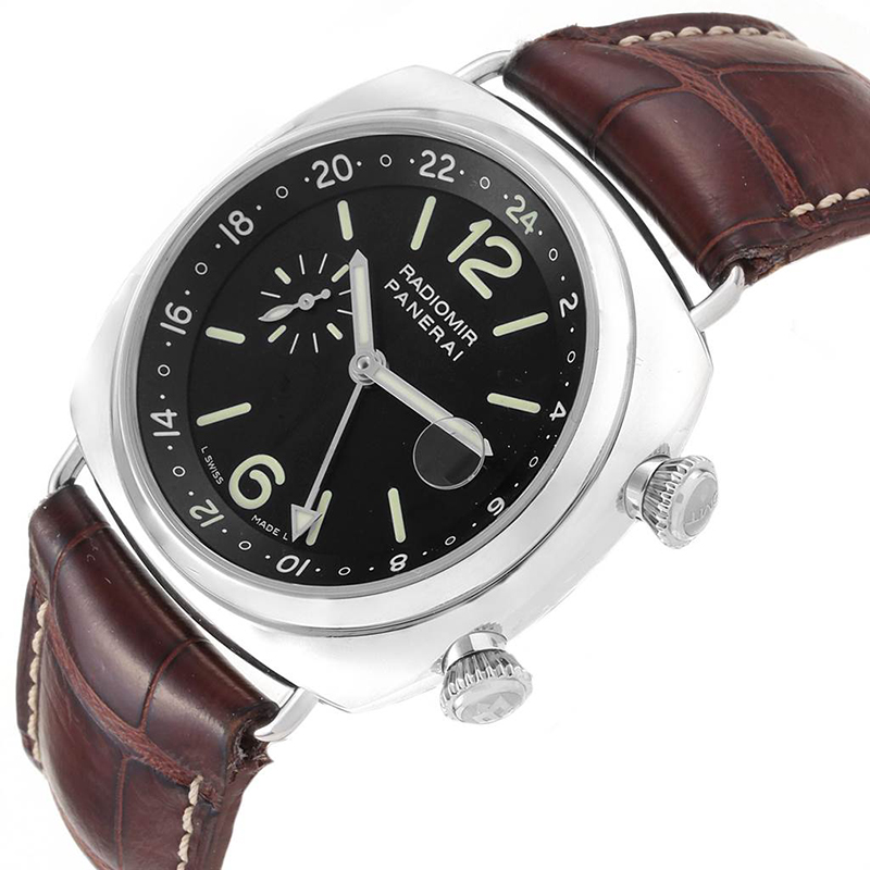 

Panerai Black Stainless Steel Radiomir GMT PAM00184 Men's Wristwatch