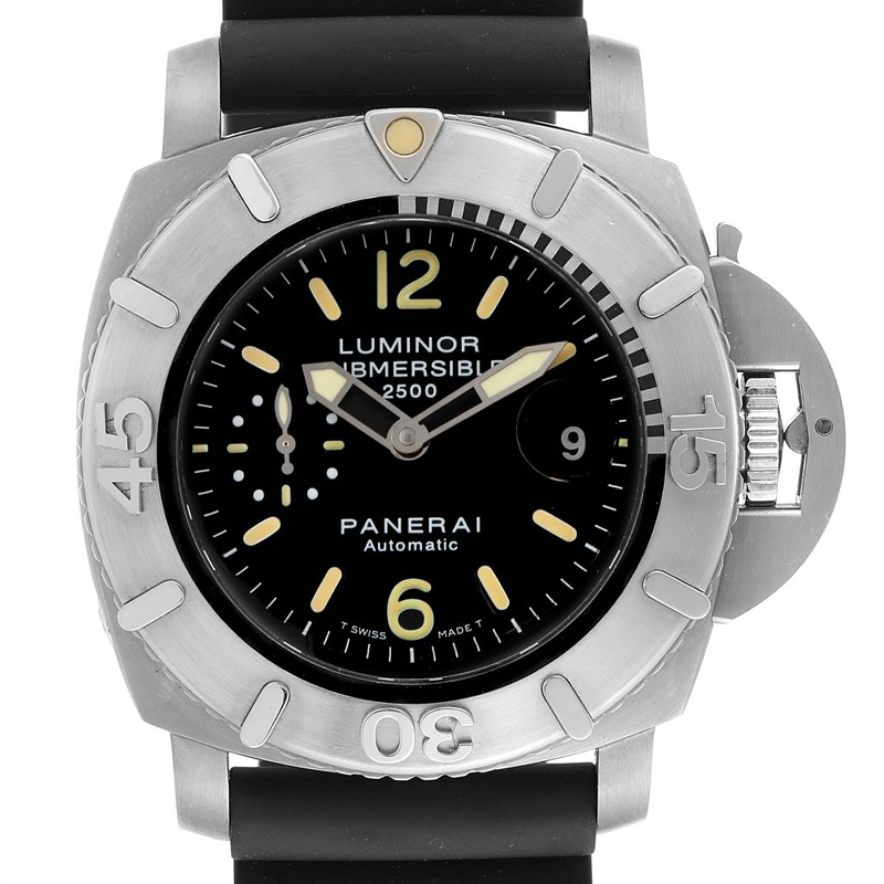 

Panerai Black Stainless Steel and Rubber Luminor Submersible