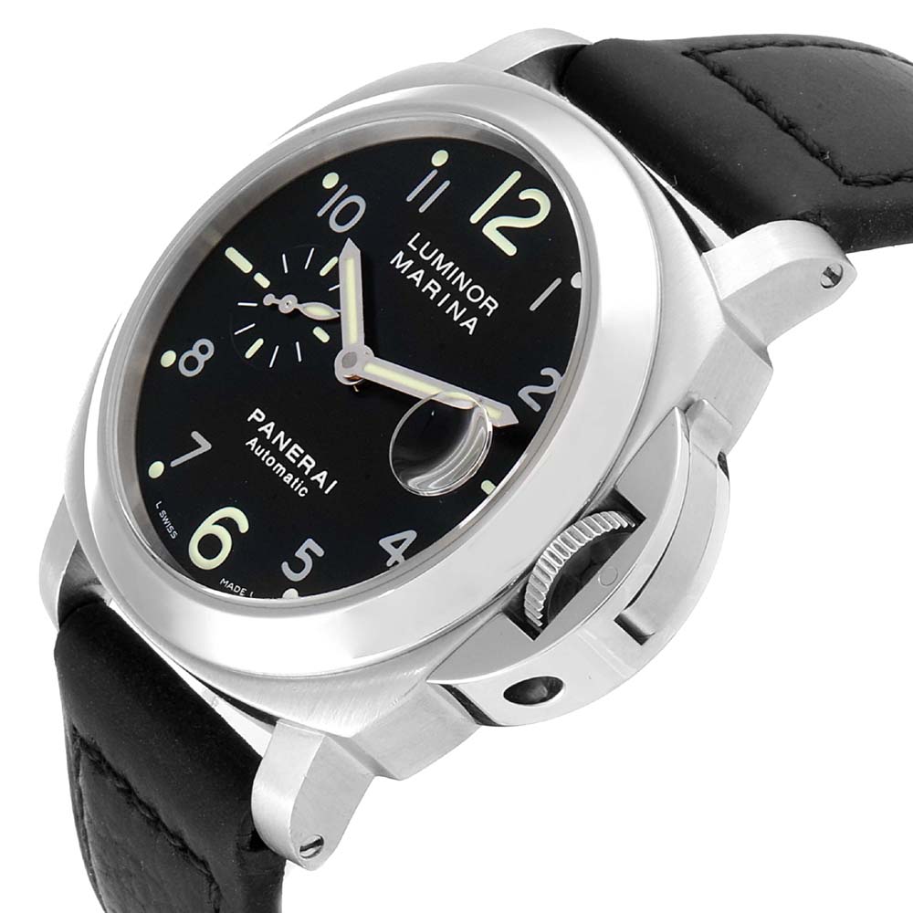 

Panerai Black Stainless Steel and Rubber Luminor Marina PAM00164 Men's Wristwatch