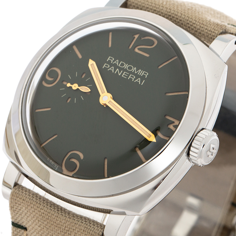 

Panerai Green Stainless Steel Canvas Radiomir PAM00995 Men's Wristwatch