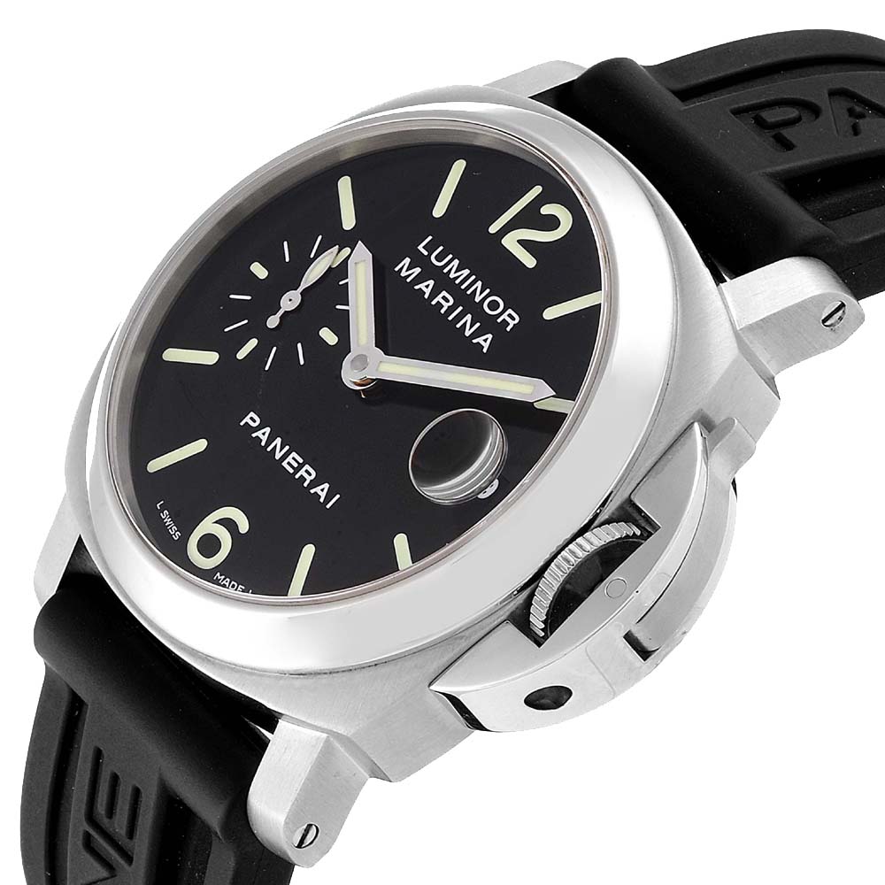 

Panerai Black Stainless Steel Luminor Marina Automatic PAM048 Men's Wristwatch
